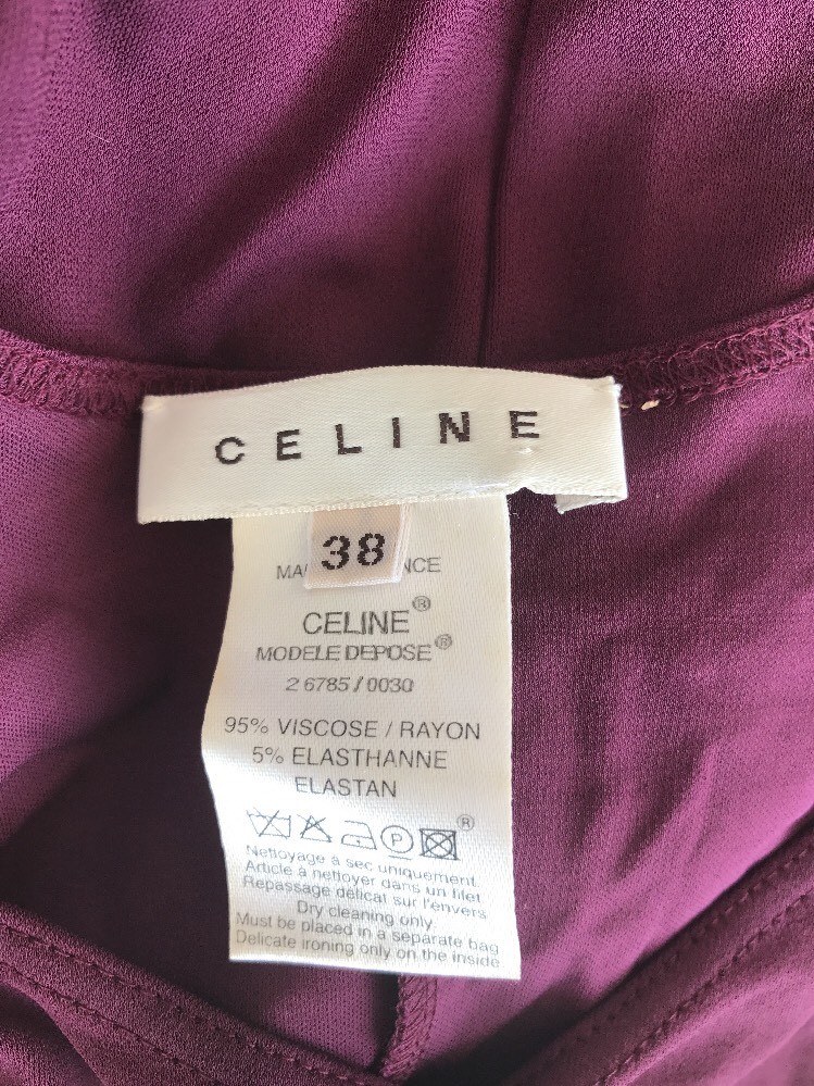 CELINE DEEP PURPLE STRETCH CAP SLEEVE CASUAL DRESS Sz 38 MADE IN FRANCE