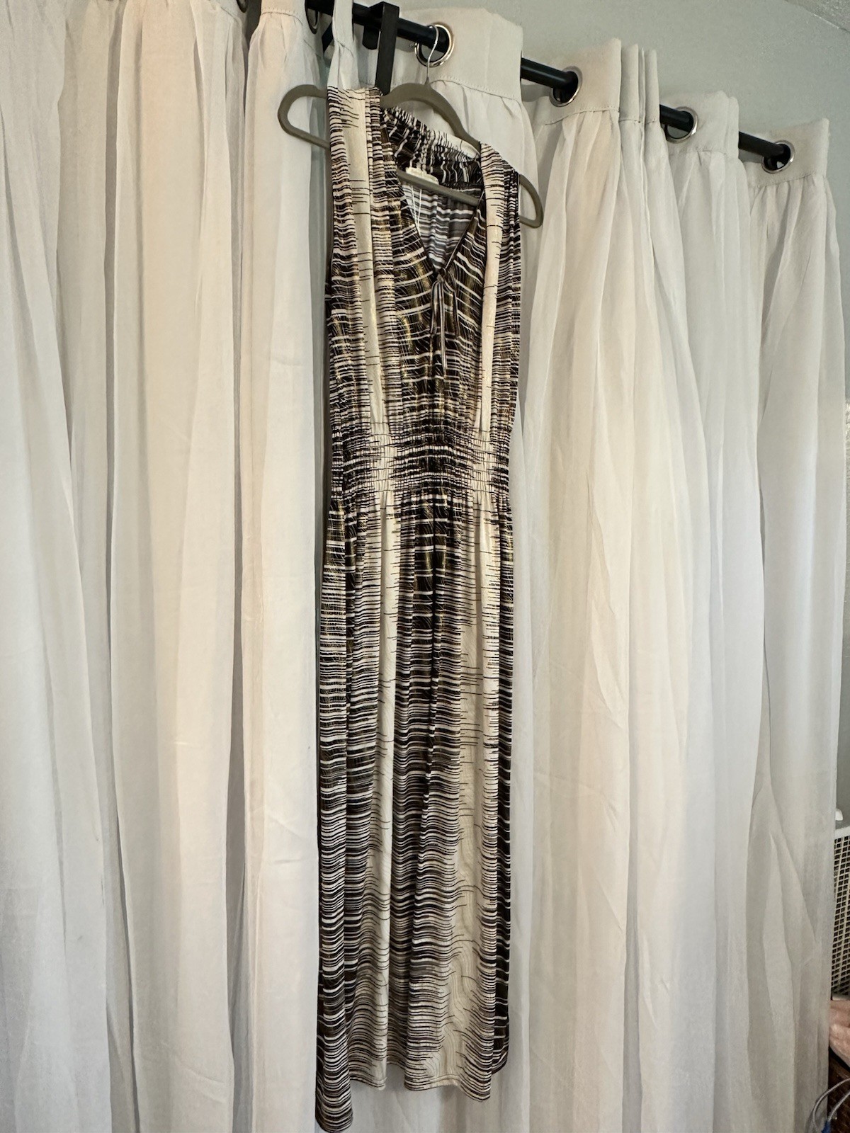 Seven Islands Brown, Cream And Gold Sleeveless Maxi Dress