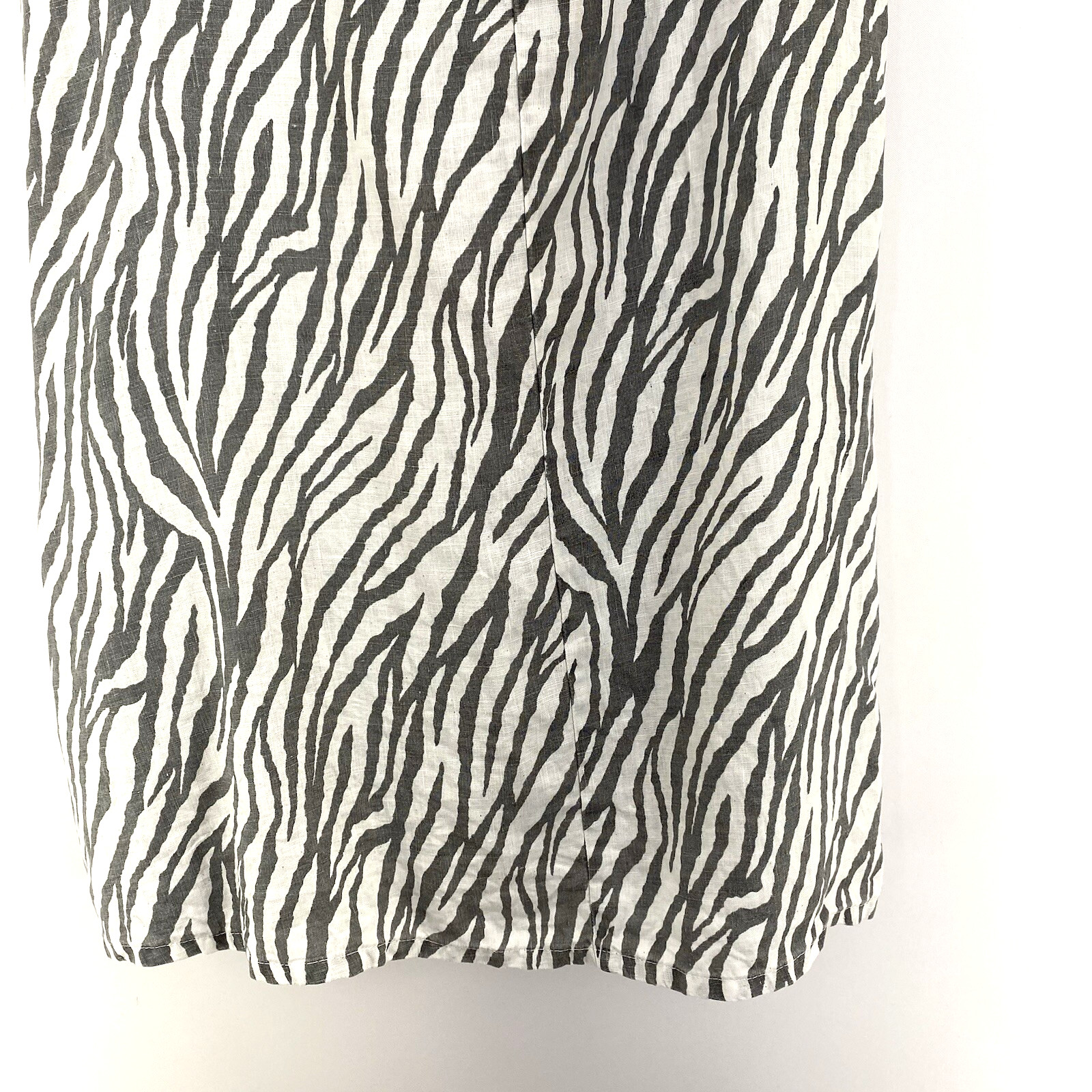 Match Point USA 100% Linen Shift Dress Small Zebra Stripe Sleeveless Flowy Beach