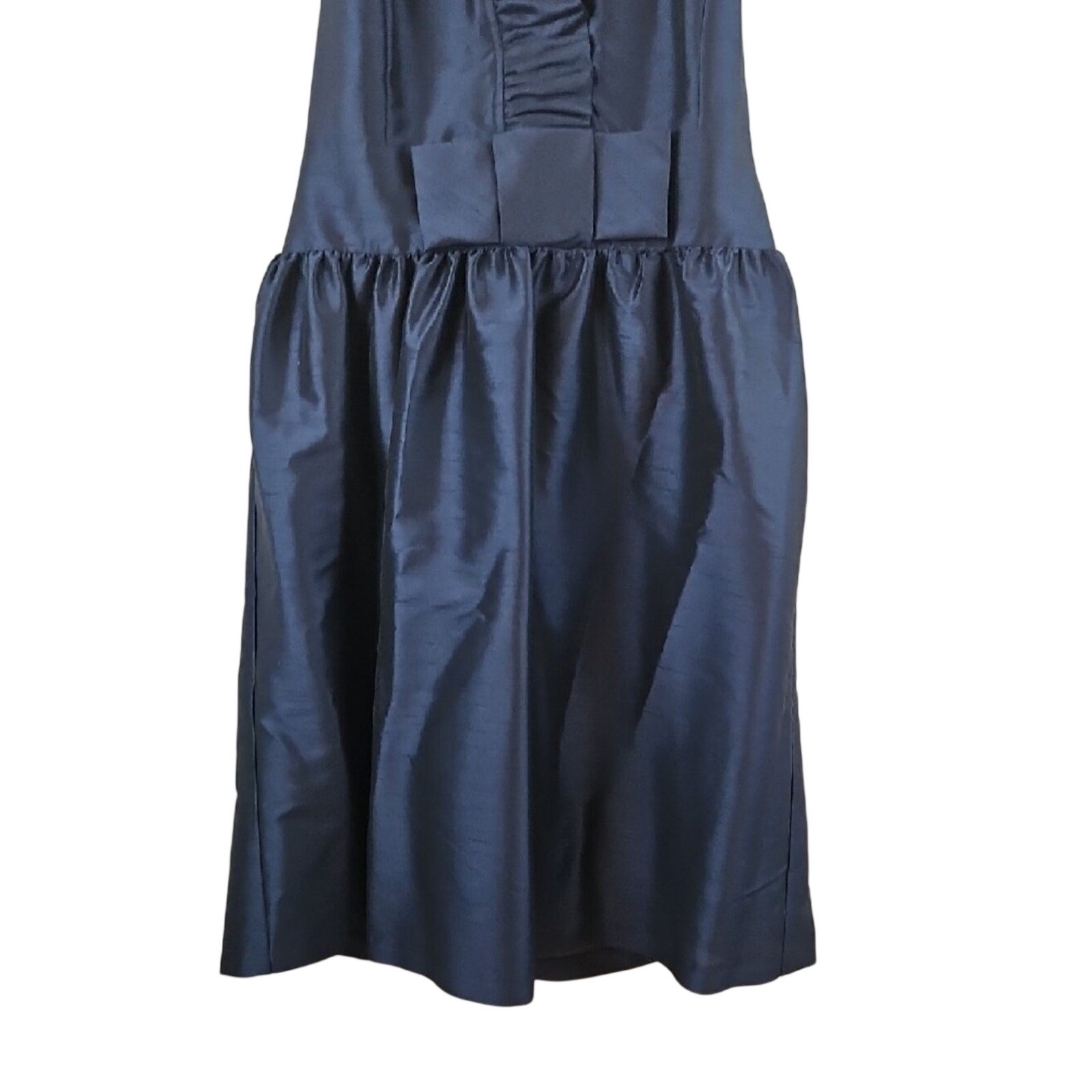 ALFRED SUNG Navy Ruffle Halter Tea-Length Dress Size 20