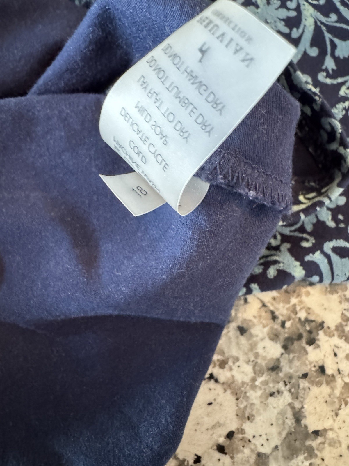 Peruvian Connection Blue Scroll Print Cotton Lycra Midi Dress Size M Stretch