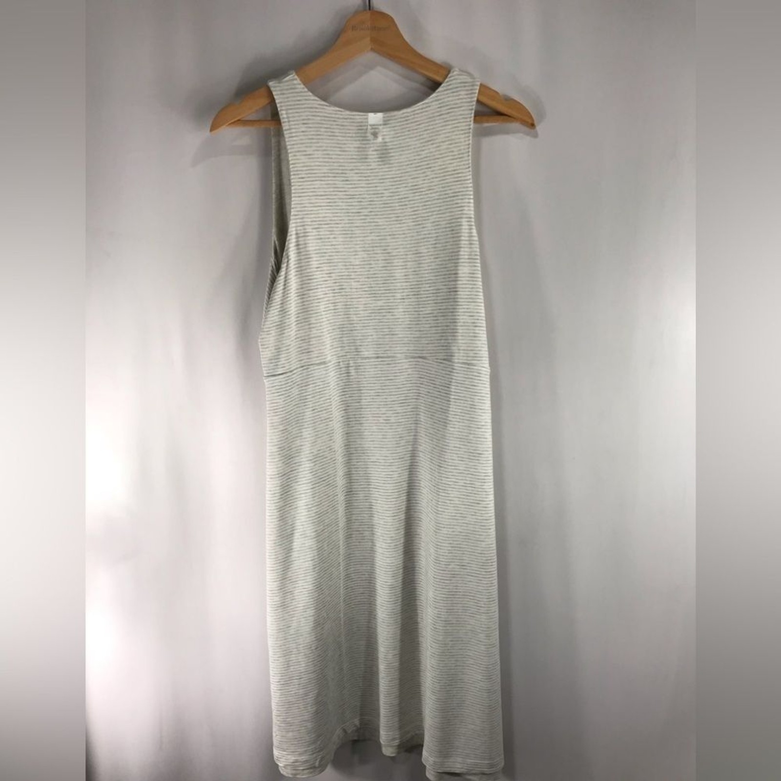 Athleta Tall Medium Reversible Santorini High Neck Dress Oatmeal Heather Striped