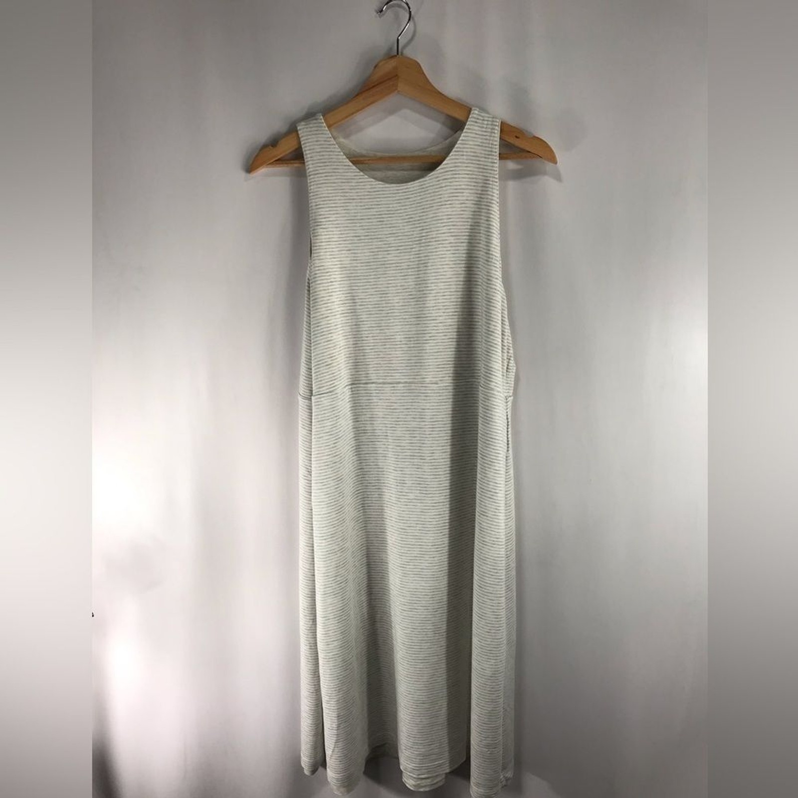 Athleta Tall Medium Reversible Santorini High Neck Dress Oatmeal Heather Striped