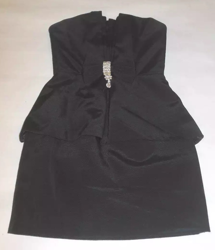 A.B.S. COLLECTION WOMENS DRESS BLACK STRAPLESS BOW JEWELED DRESS SIZE 2