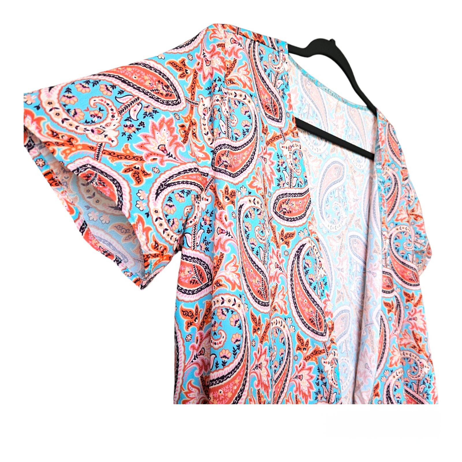 Casual Short Sleeve Printed Wrap Dress Midi Dress Size Medium