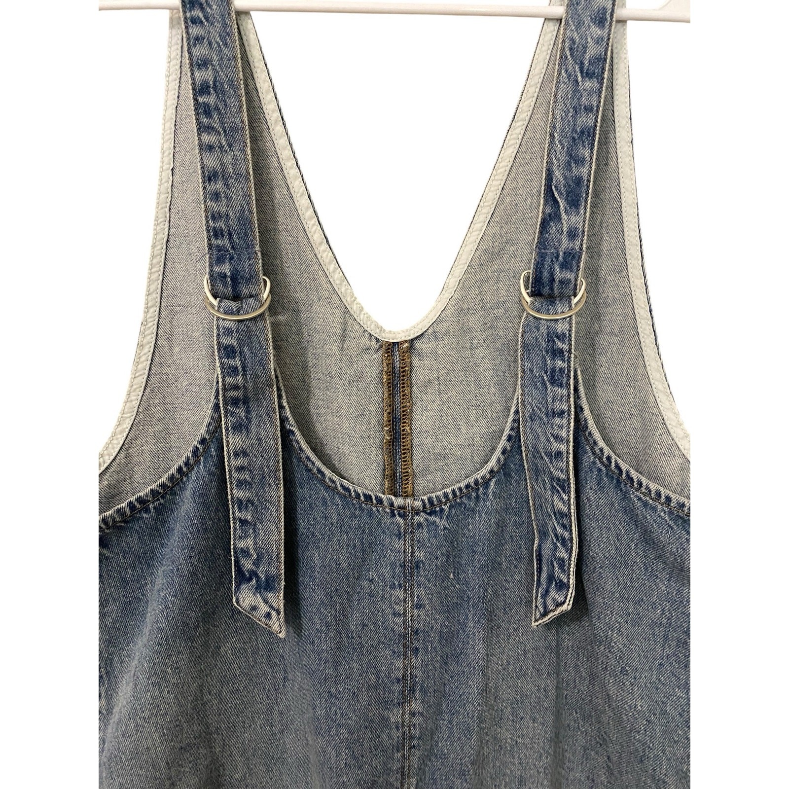 Free People High Roller Skirtall Medium Denim Overall Mini Dress Western Boho