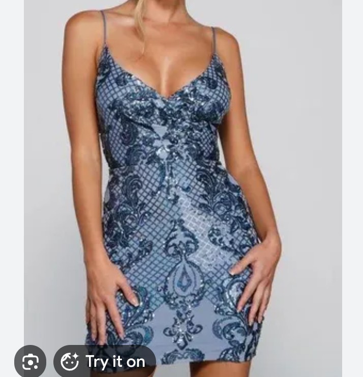 NWT Windsor Ella Sequin Mesh Bodycon Dress Blue Purple Size Small 💙💜