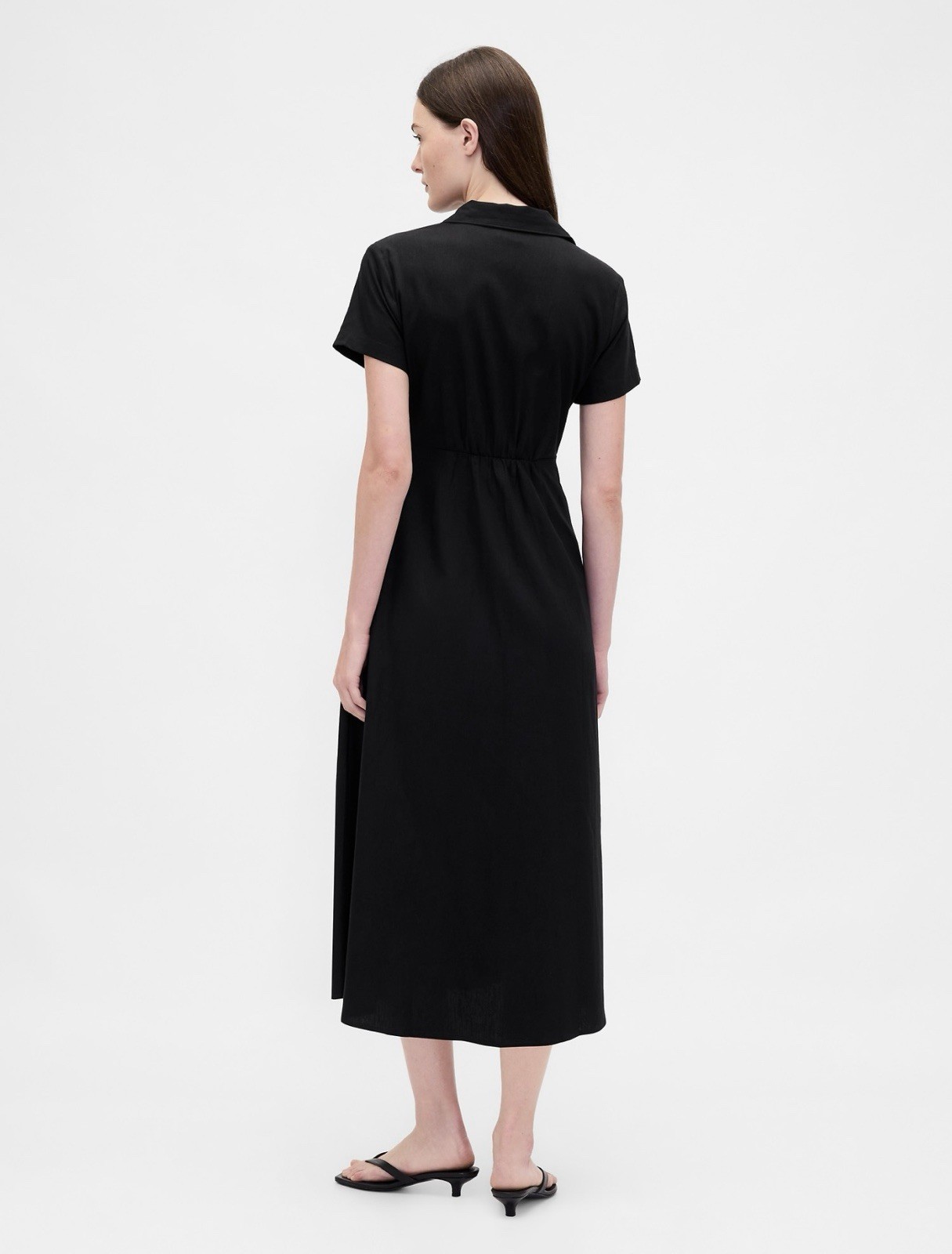 Gap Linen Blend Black Midi Shirtdress Size Tall S NWT RT$98
