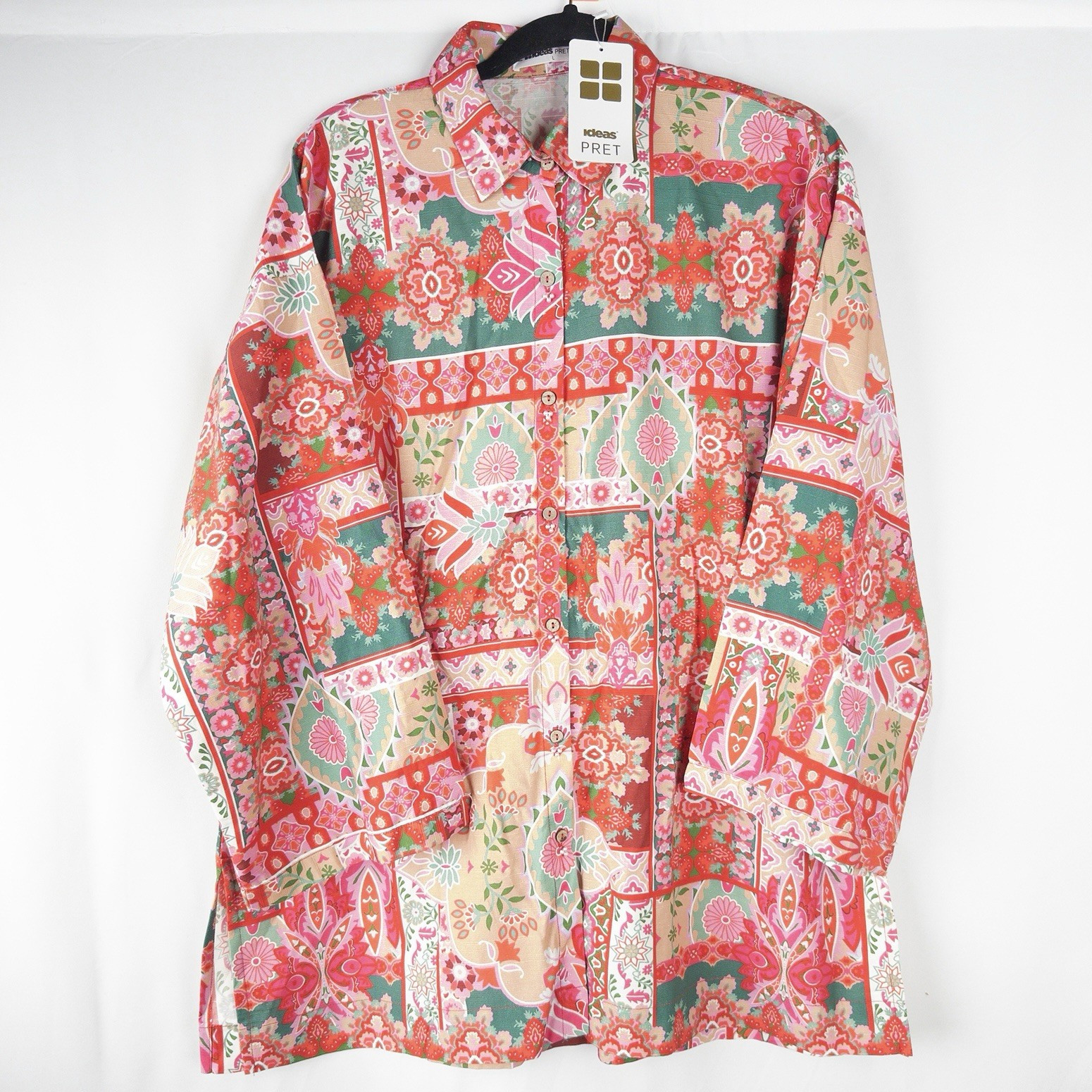Ideas Pret Women’s 2pc Floral Multicolor Button-Front Pajama Lounge Set L
