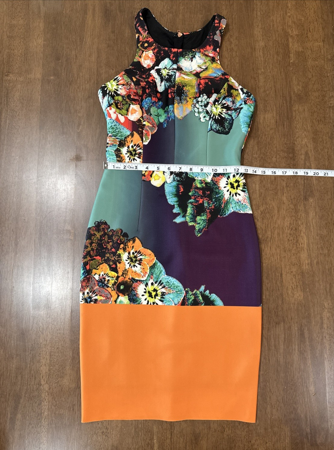 MILLY Floral Scuba Sheath Bodycon Cocktail Dress Racerback Halter Women Sz 2