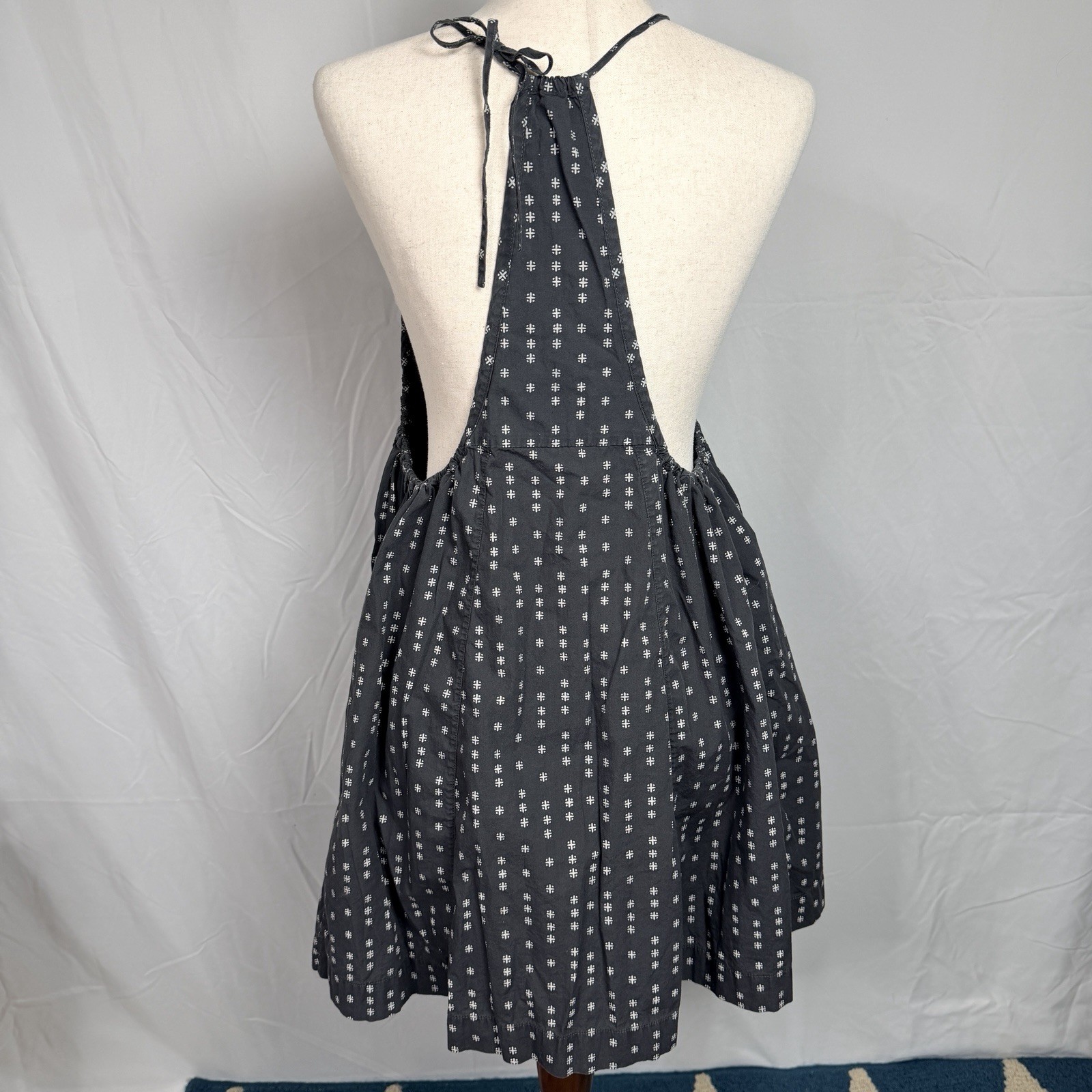 Free People Charcoal Grey Floral Halter Sundress,cottagecore, boho,flowy cotton