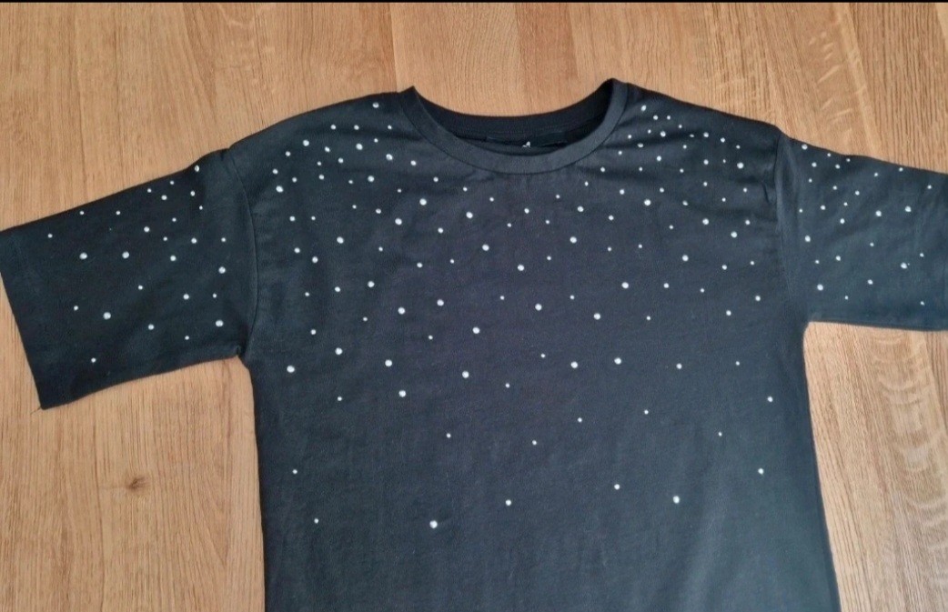 ​V by Very Black Rhinestone Mini Dress T-Shirt Style Sparkle Size 6