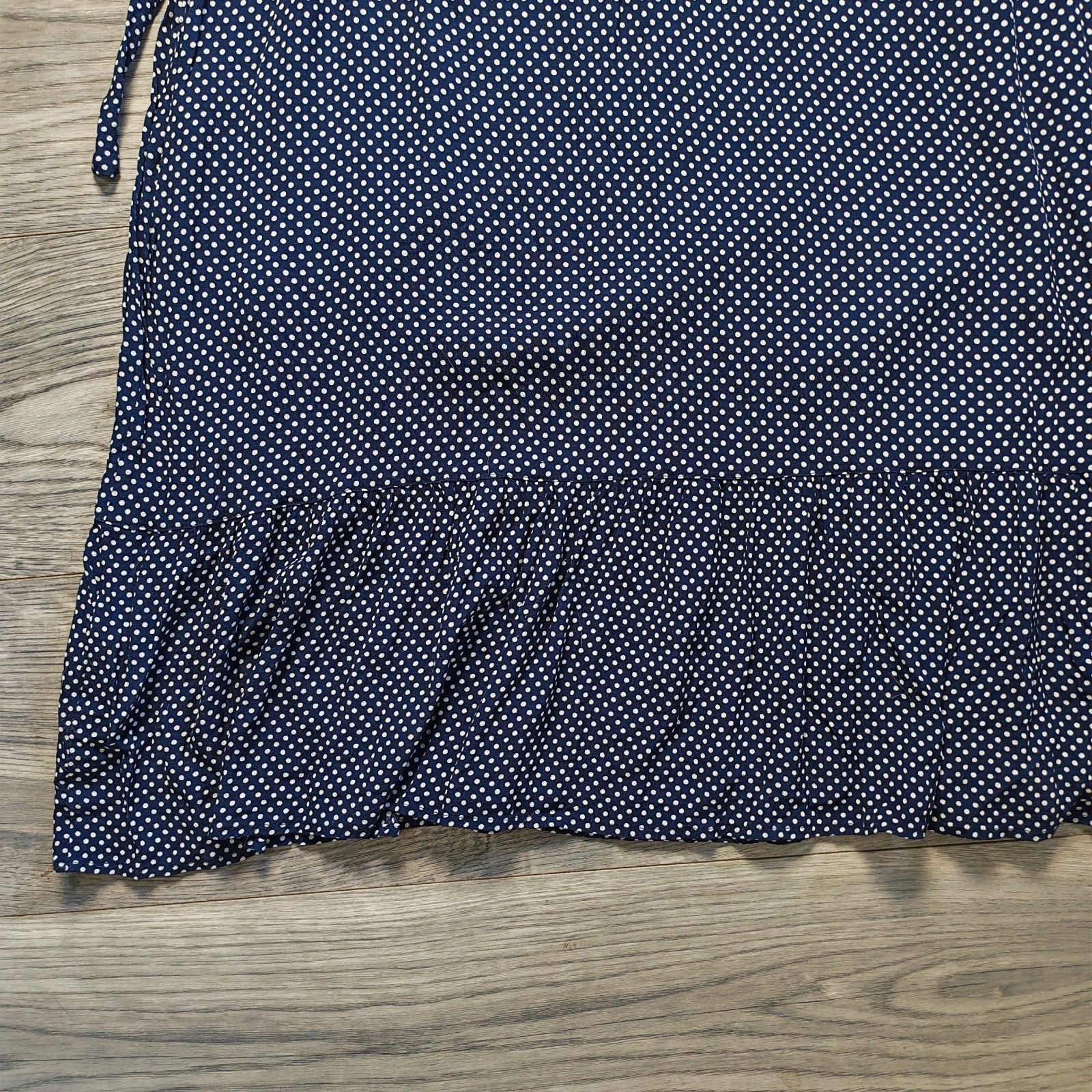 Joules ‘Chloe’ Ankle Length Dress Women’s Size UK 14 Faux Wrap Spotty Navy