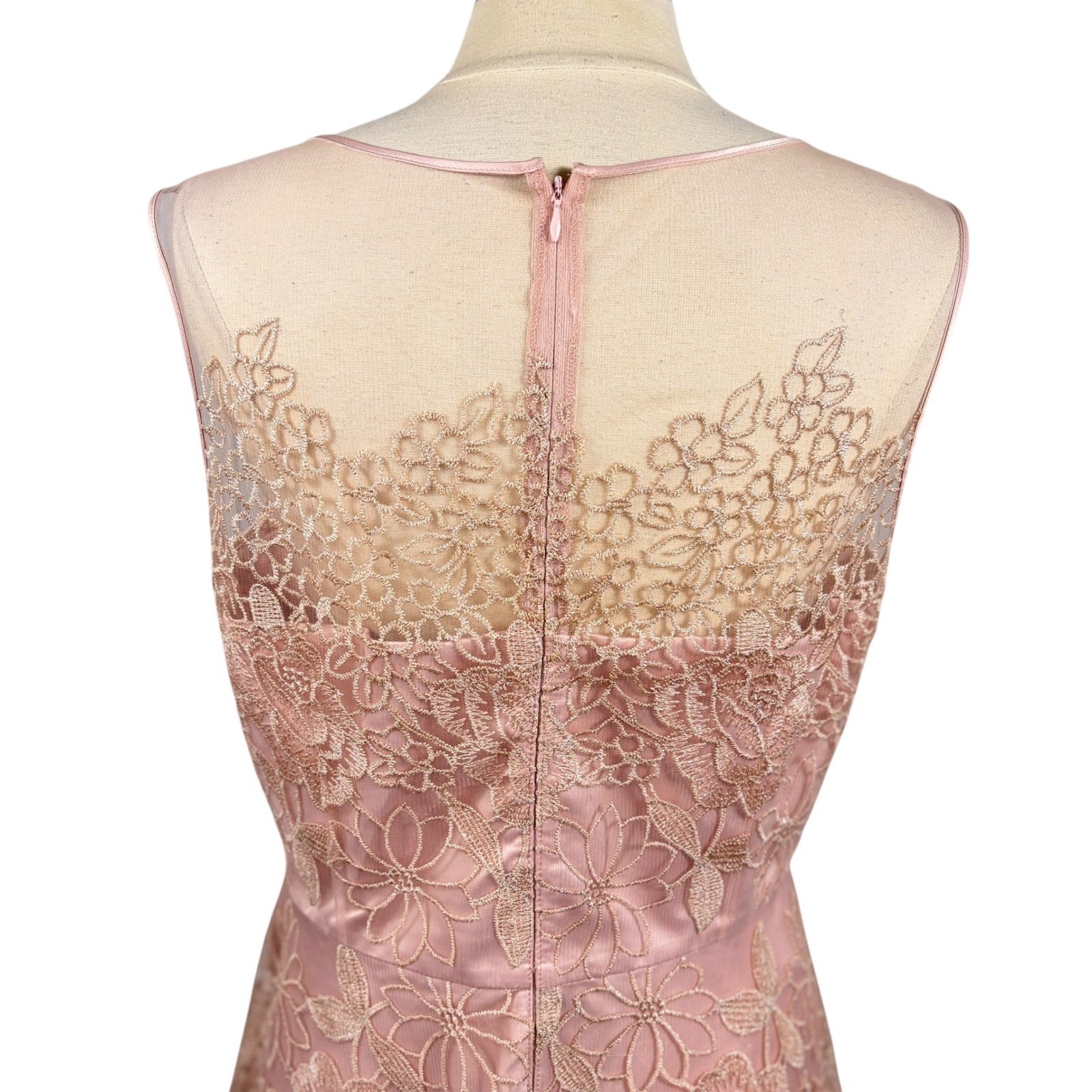 TAHARI ASL Blush Lace Illusion Sleeveless Fit & Flare Cocktail Dress, Size 16
