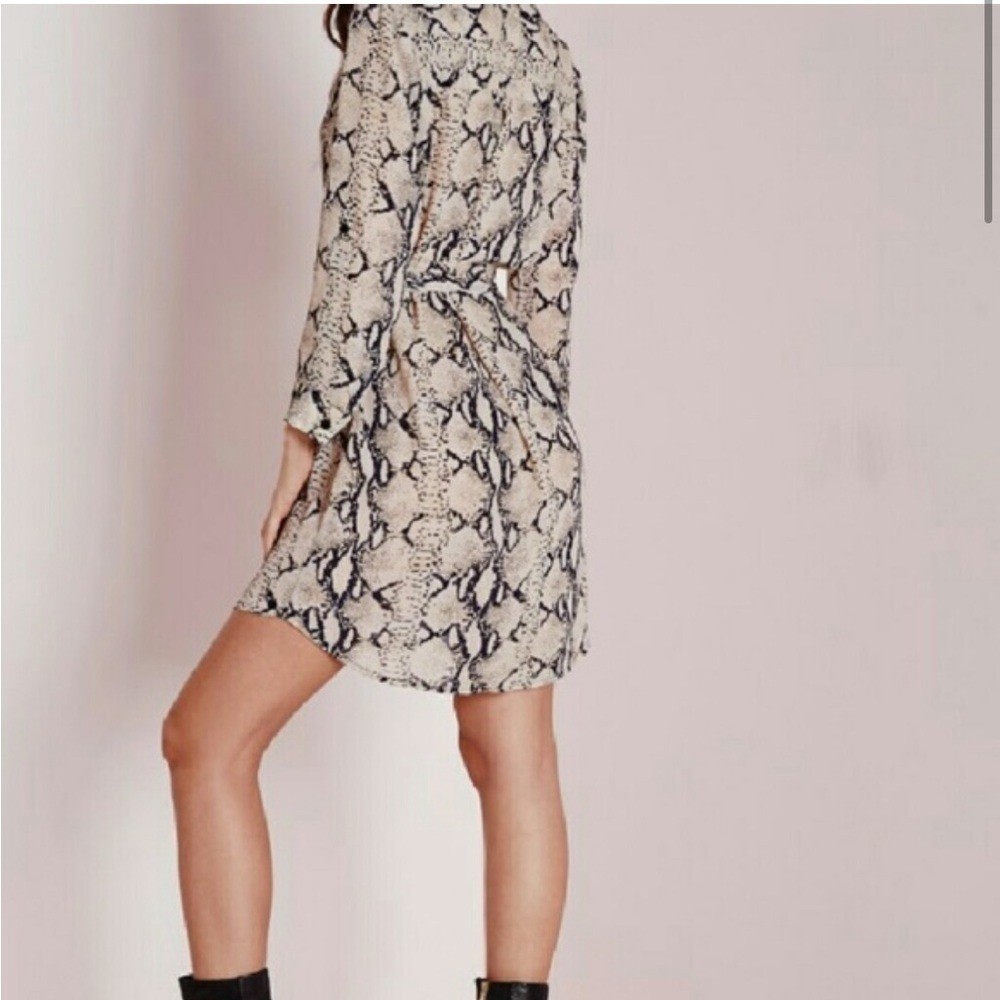 Norma Kamali Snakeskin Button Front Shirt Dress Size Medium