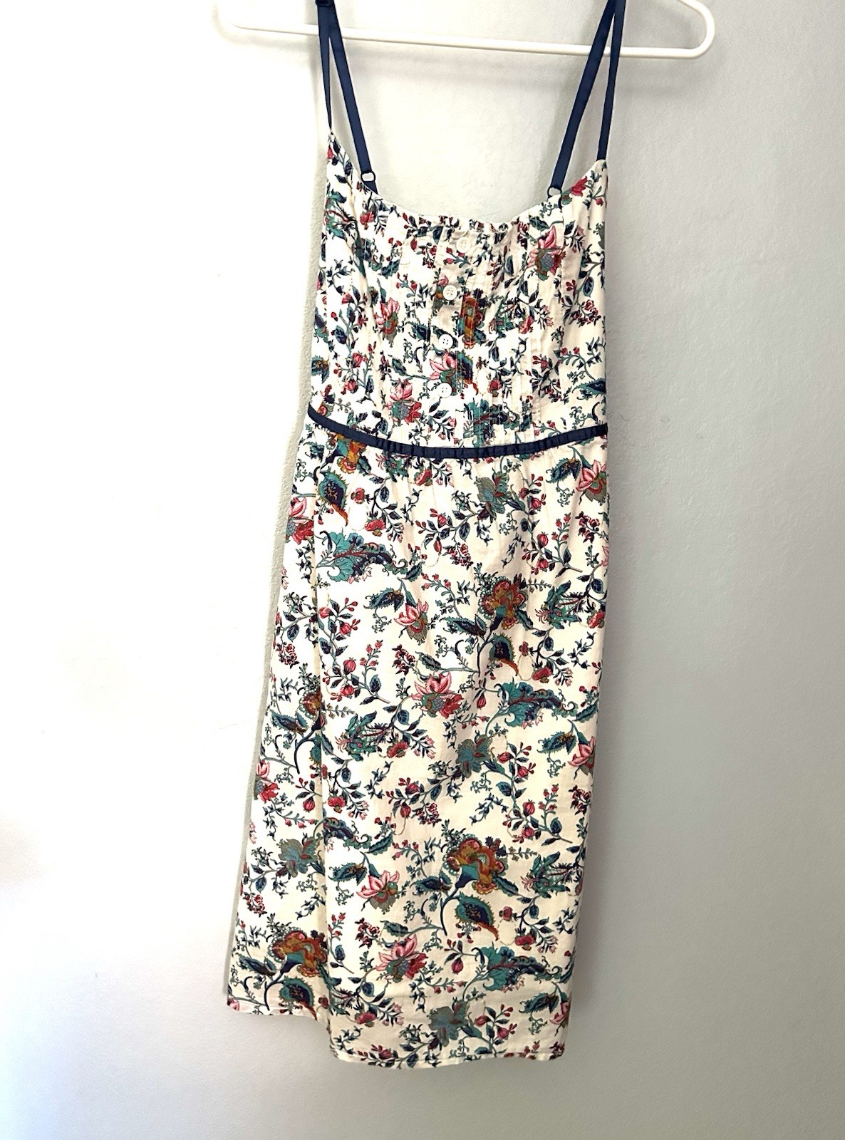 Romy Floral Summer Dress Womens XL Red Blue Embroidered Pintuck Cottage