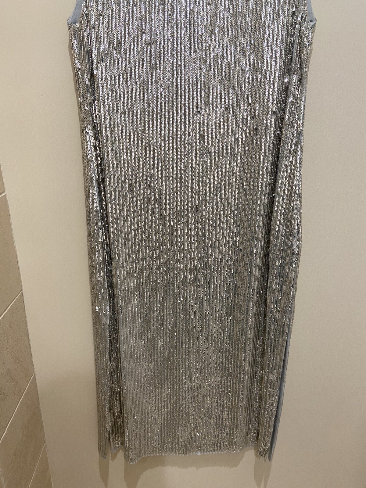 H&M PREMIUM QUALITY Thick Silver Beaded Embellished Sequin Dress Size 4 NWT