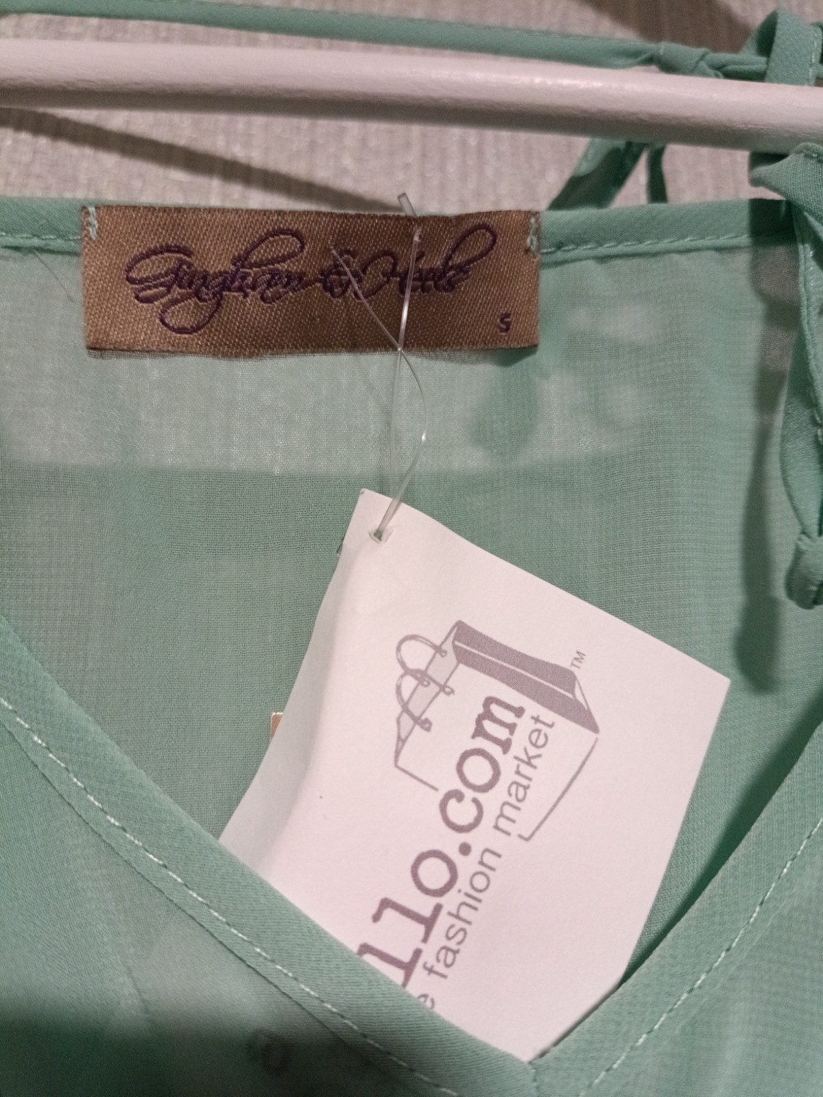 Gingham & Heels Kaftan, Mint Green, Size 12/14UK New With Tags