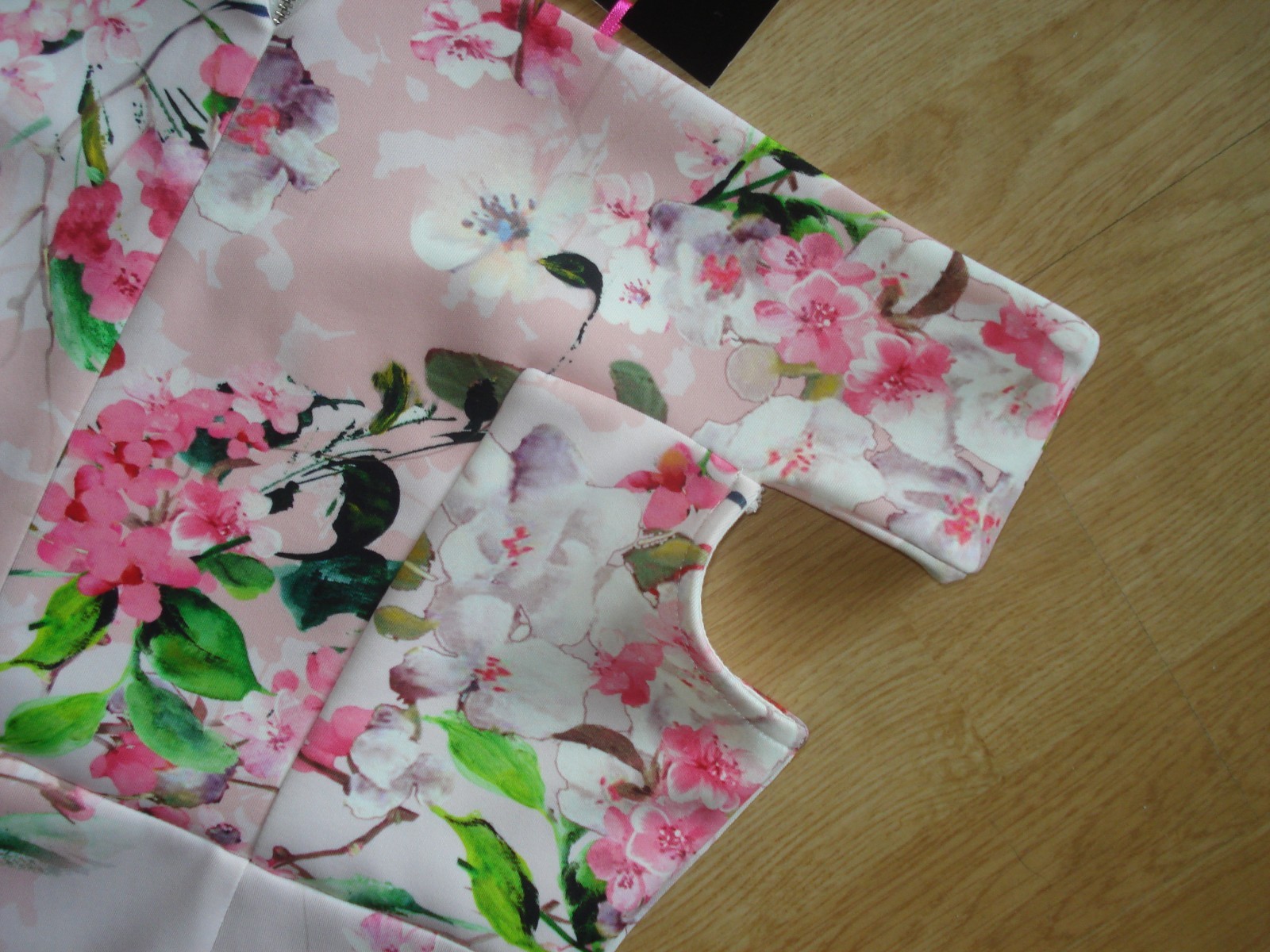 VERY PINK FLORAL OFF SHOULDER ZIP SLEEVELESS POLY/ELASTANE UK 14