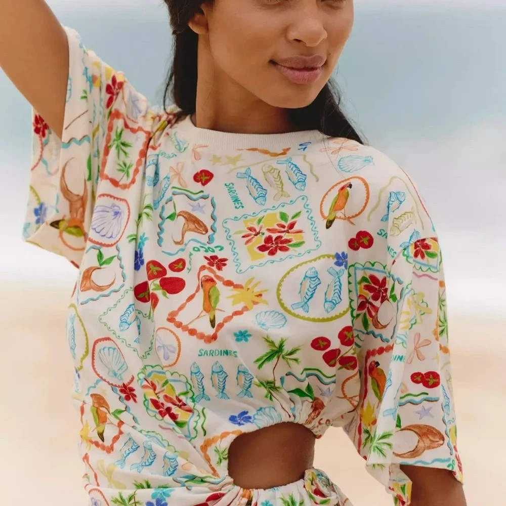 Anthropologie Celandine Cutout T-Shirt Mini Dress COVERUP NWT Size M
