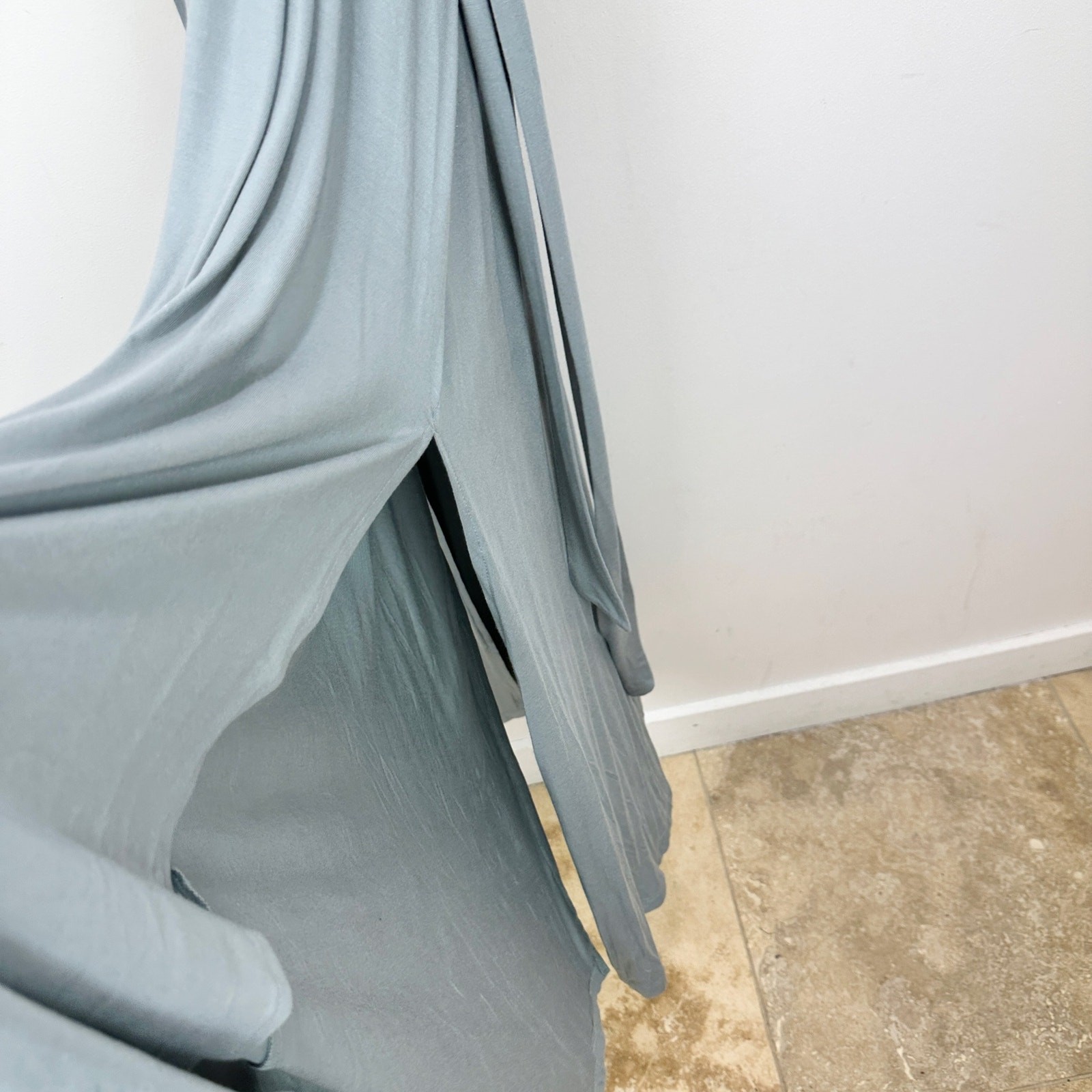 Lulus Surplice Stretch Jersey Knit Maxi Dress Side Slit Dusty Mint XS NWT