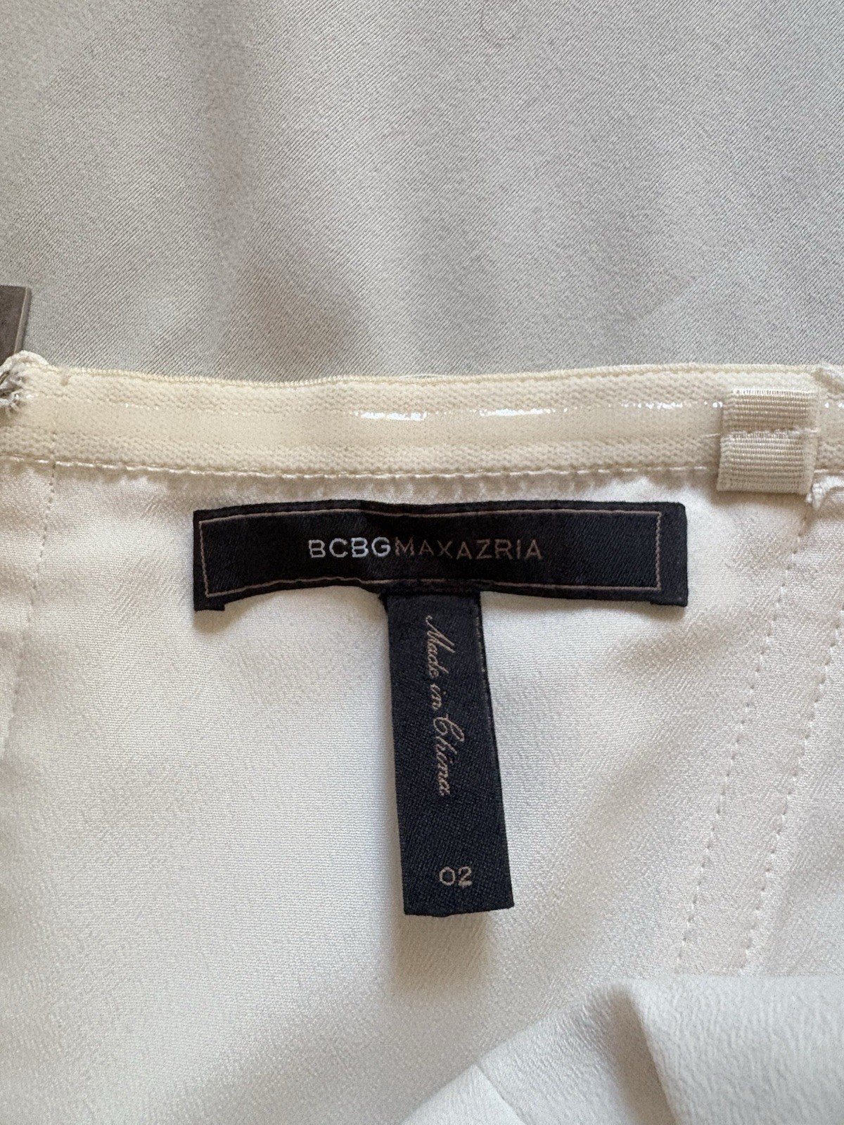 BCBGMAXAZRIA White Strapless Beaded Mini Dress Boned Solid Size 2