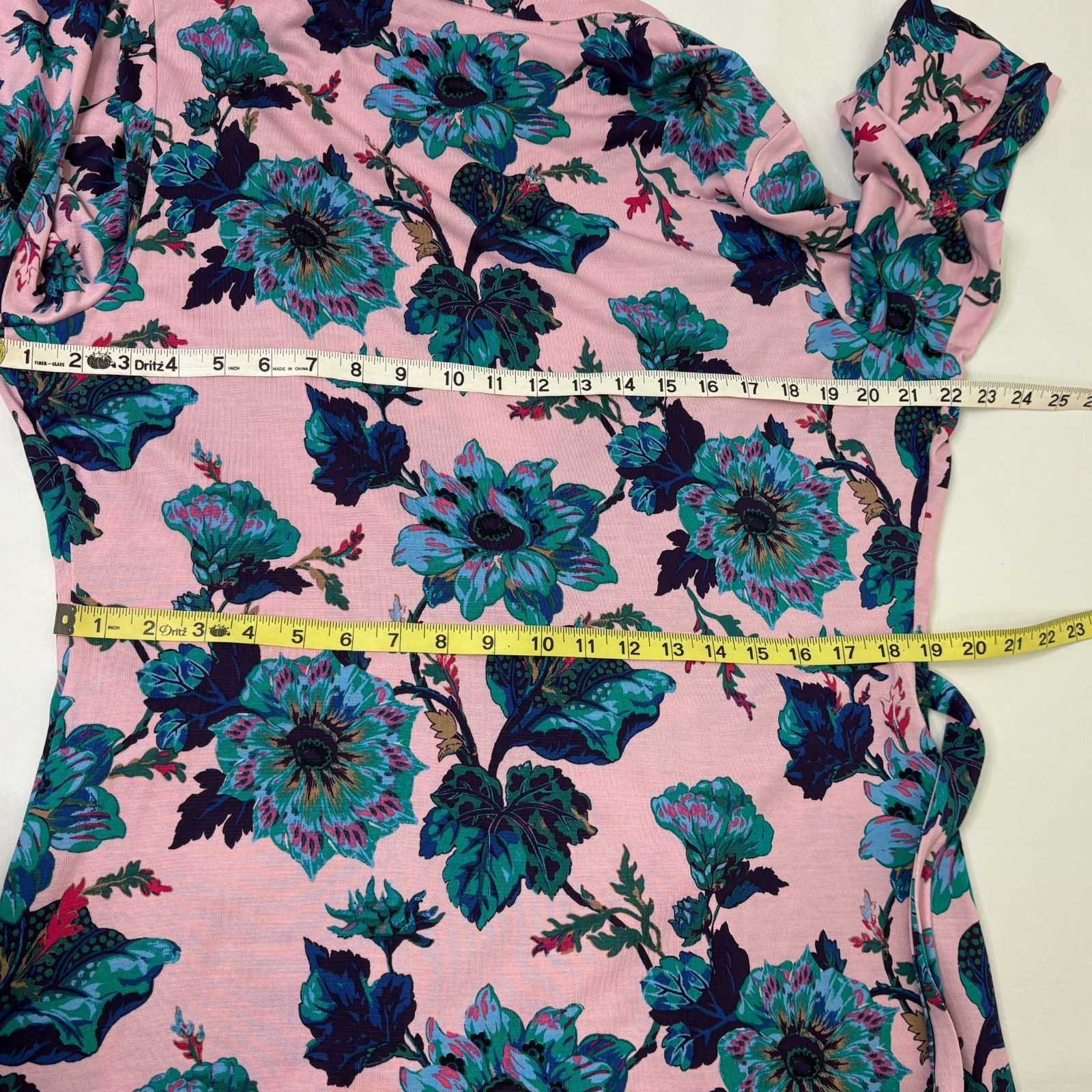 Diane von Furstenberg Abigail Silk Jersey Midi Wrap Dress XL Floral Pink