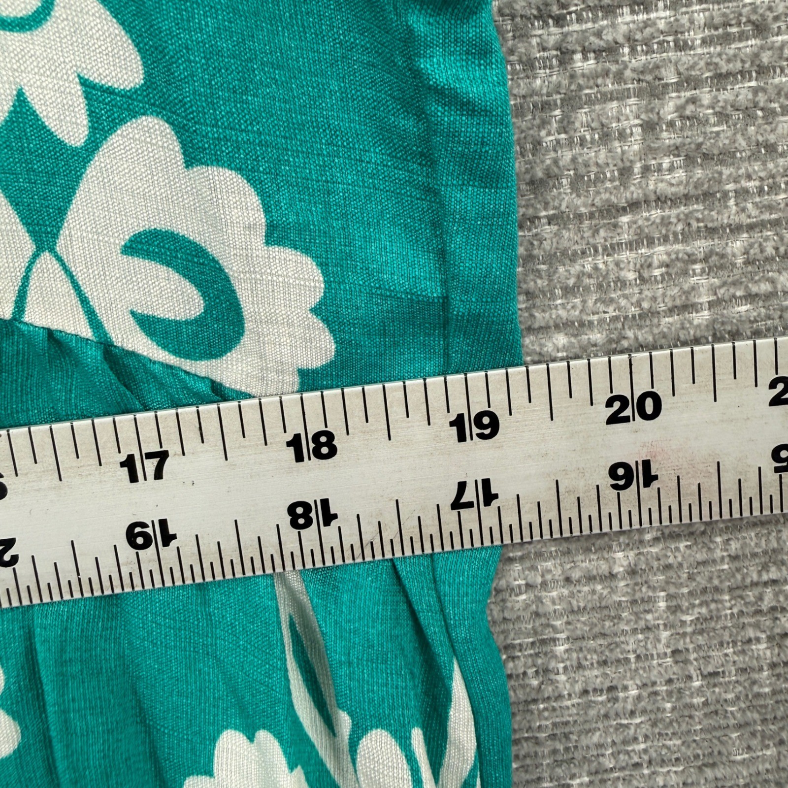 Umgee Dress Sz M Teal White Midi Damask Ikat Ruffle Sleeve Empire Waist Boho