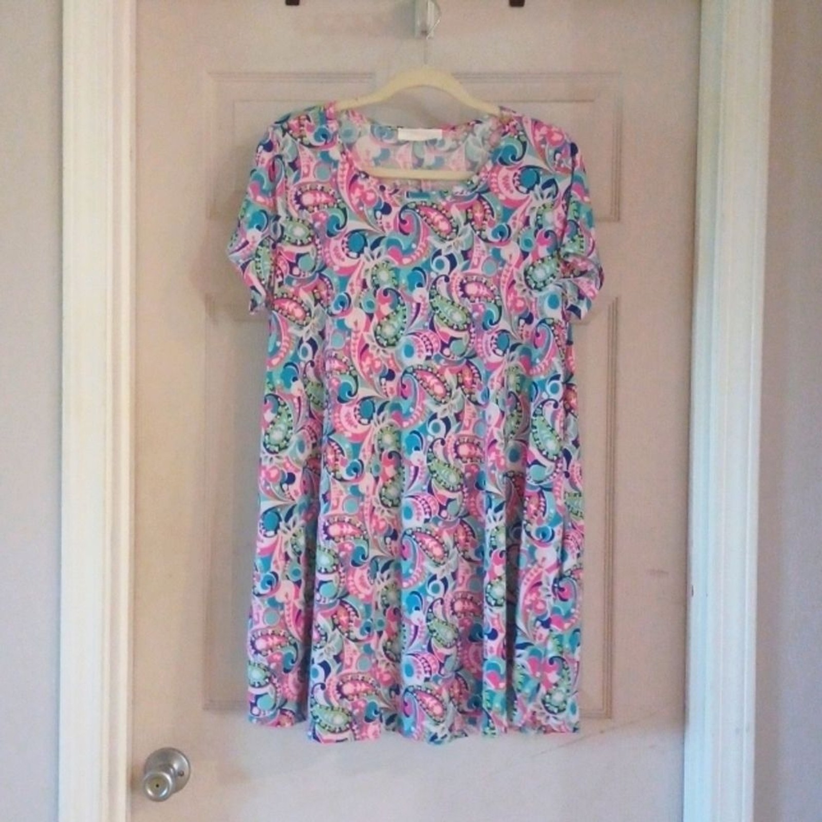 PEACH LOVE CALIFORNIA SWING DRESS PAISLEY PRINT SZ LARGE