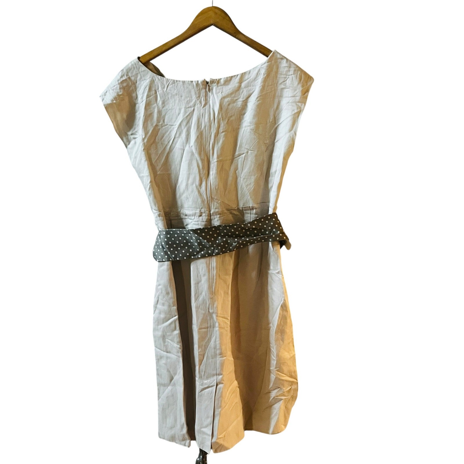 Banana Republic X Madmen Linen Blend Cowl Neck Belted Dress Size 14 Cream