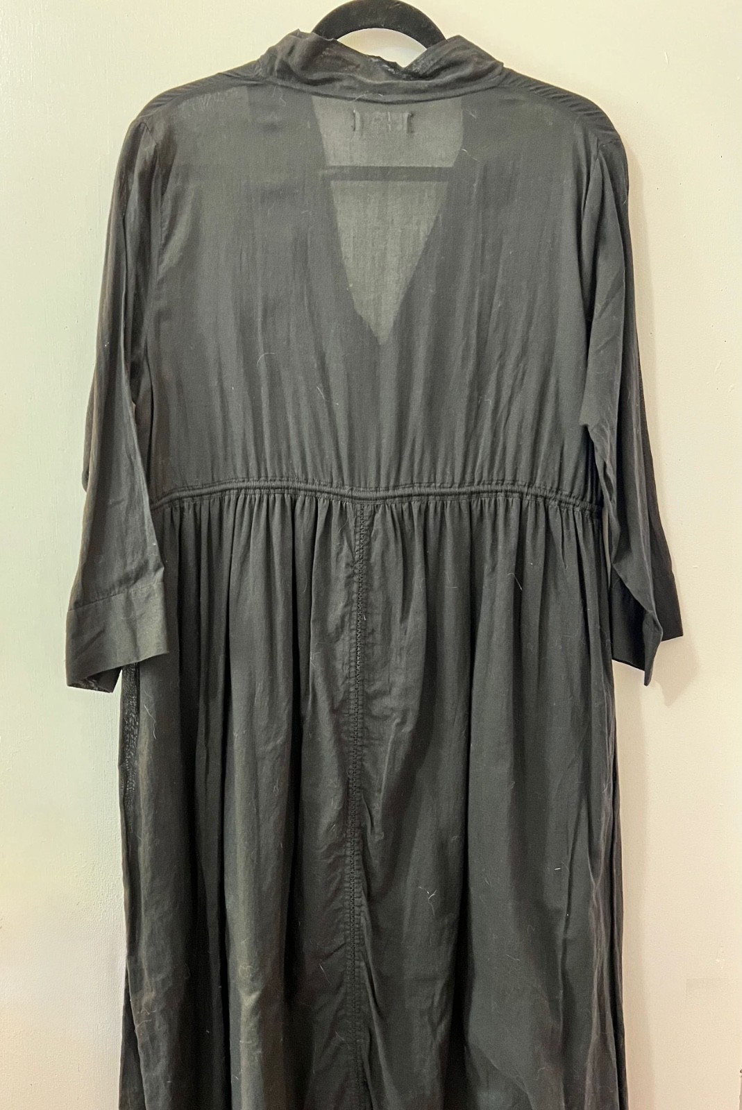 Natural Life Black Cotton Button Front Maxi Shirt Dress L Chic Hippie