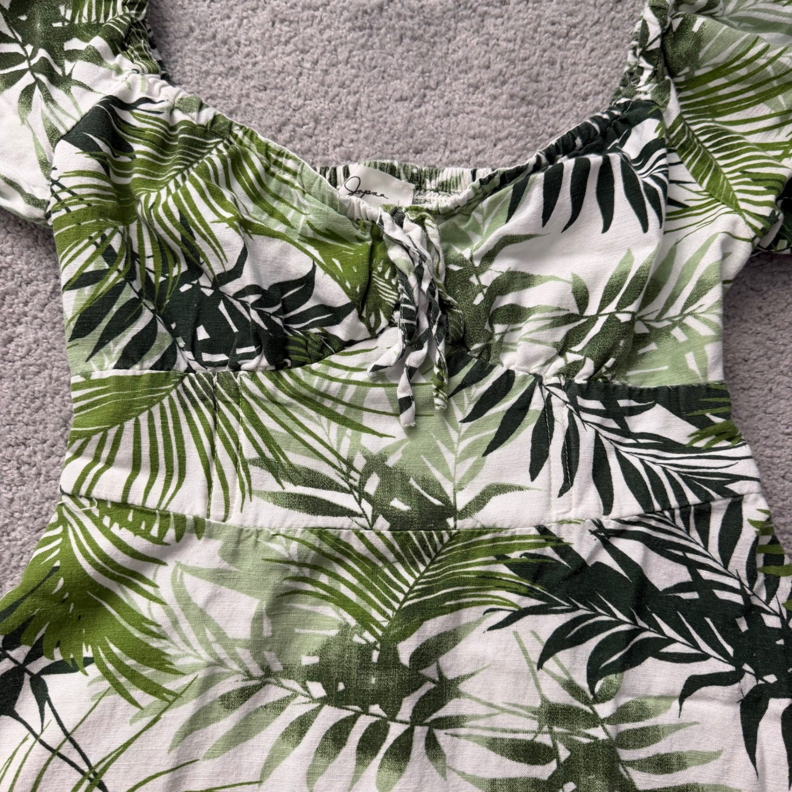 Japna Cotton Blend Tropical Leaf Print A-Line Mini Dress
