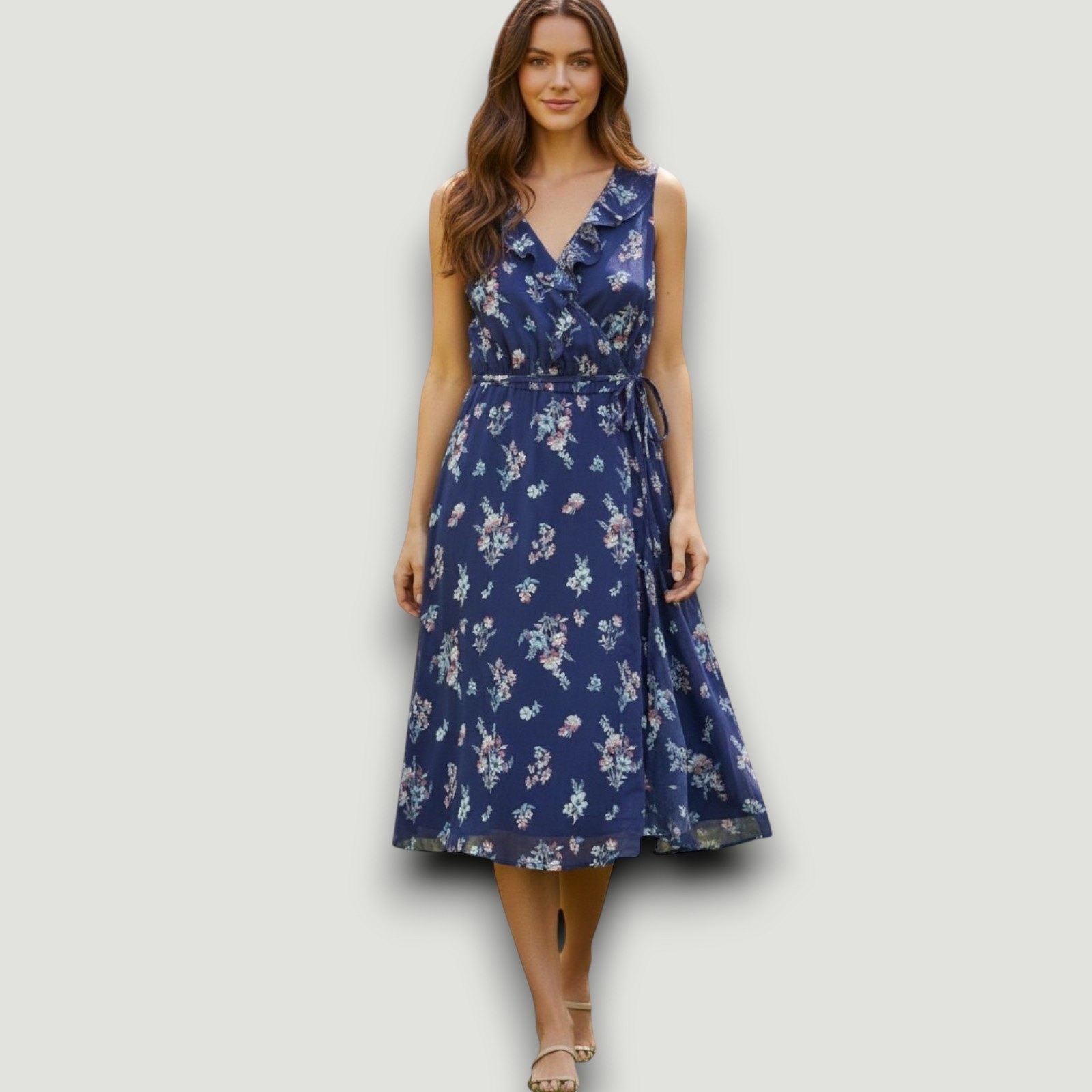 INC International Concepts Dress Womens Blue Floral 16 Chiffon Elegant Wedding