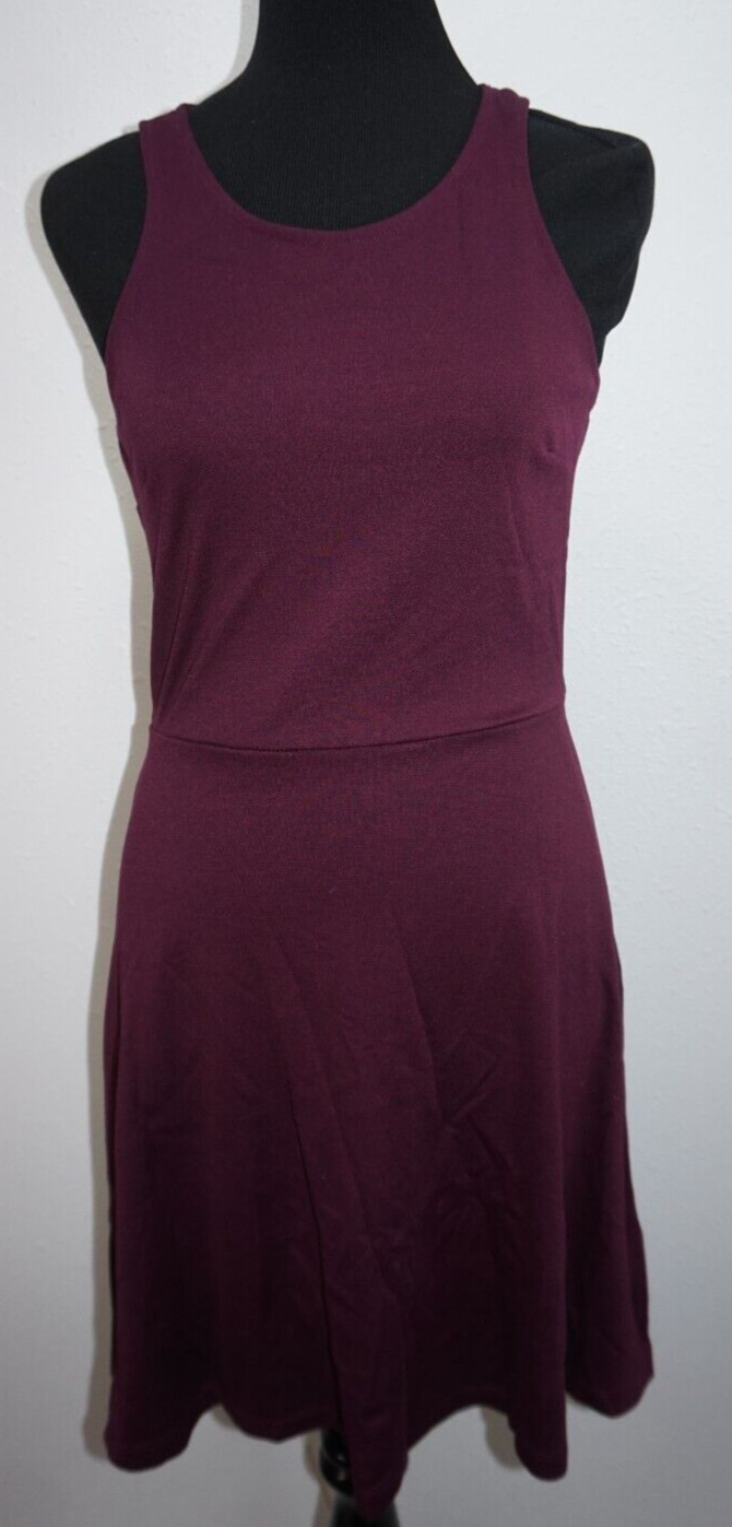 H&M A Line Fitted Tank Deep Purple Plum Dress Woman Sz S Sleeveless