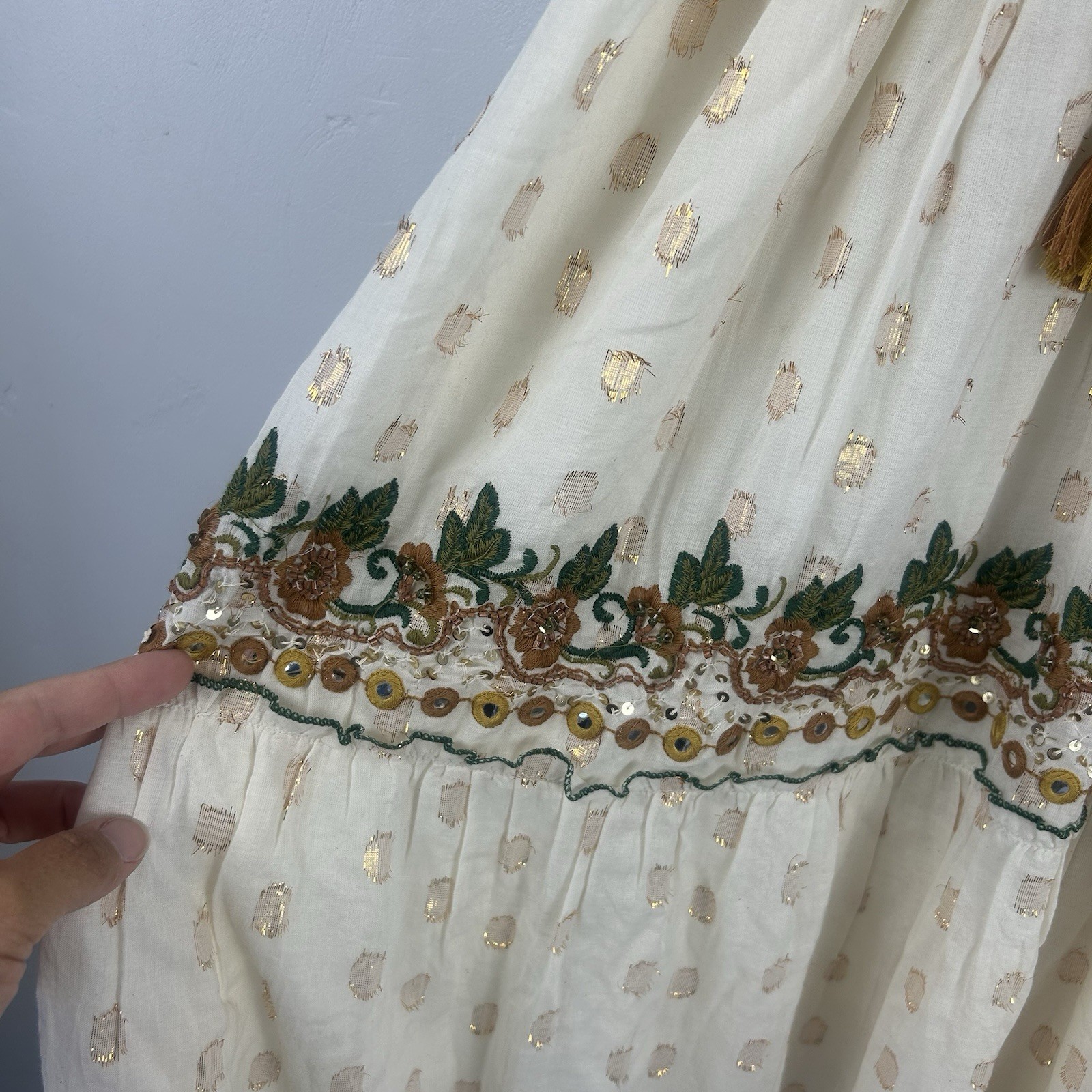 Papa Pia Luxe Boho Embroidered Maxi Dress | Festival Holiday Cotton | UK 8-10