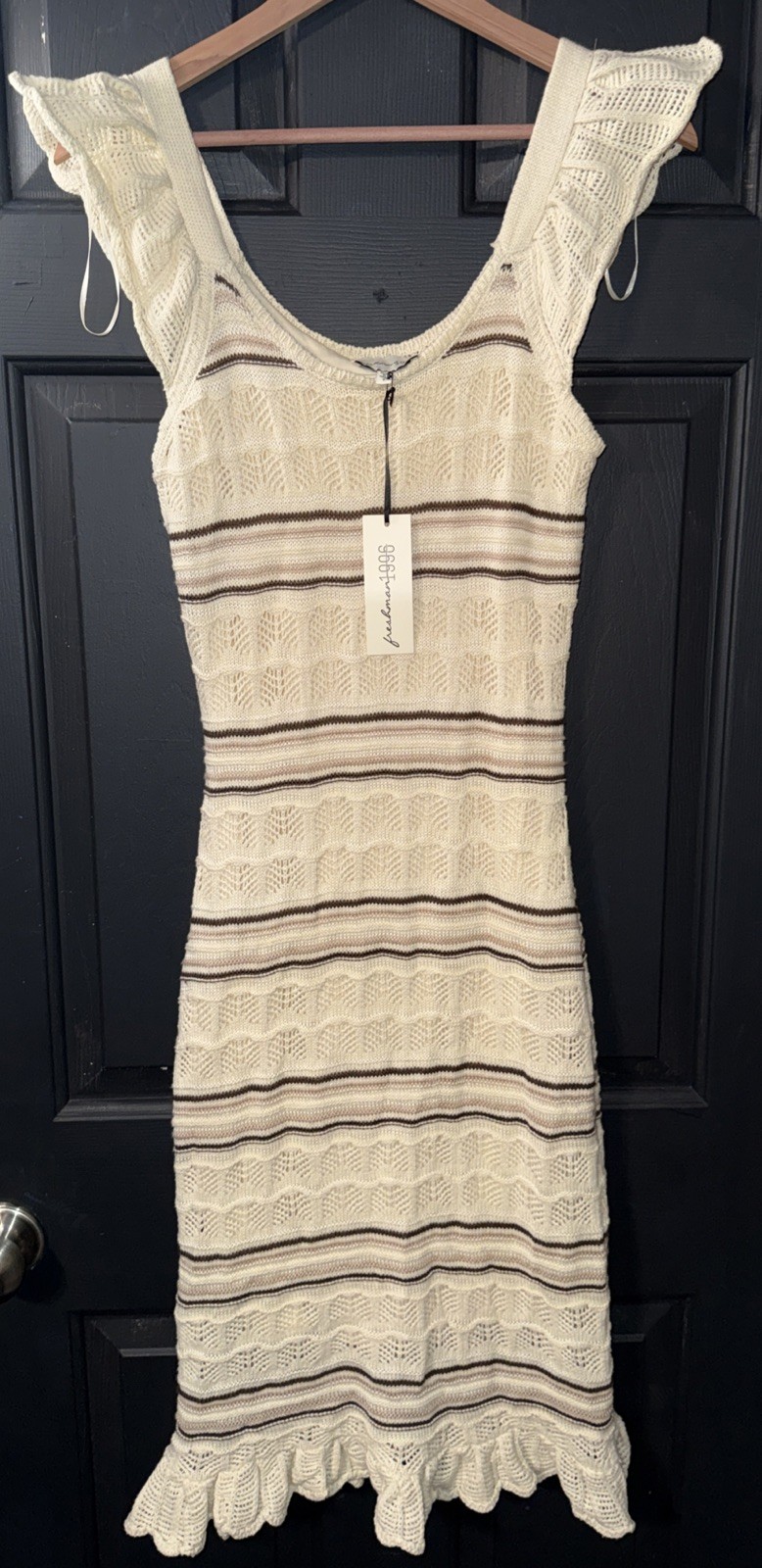 Freshman 1996 Women’s Crochet Midi Dress Striped, Size S, Beach Cottagecore NWT