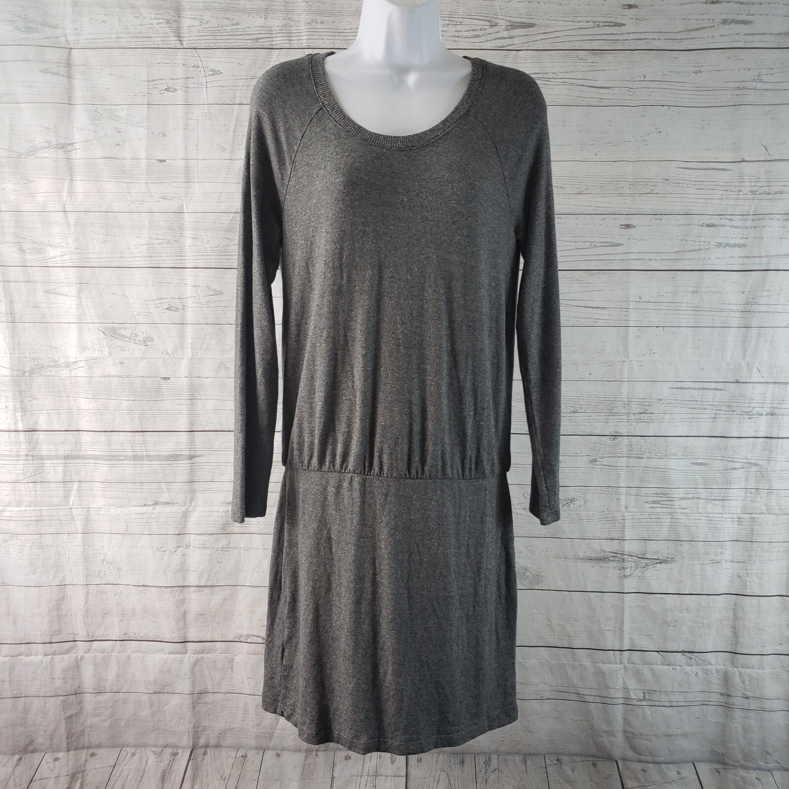 Lou & Grey Womens Dress Sz Medium Solid Gray Long Sleeve Rayon Blend
