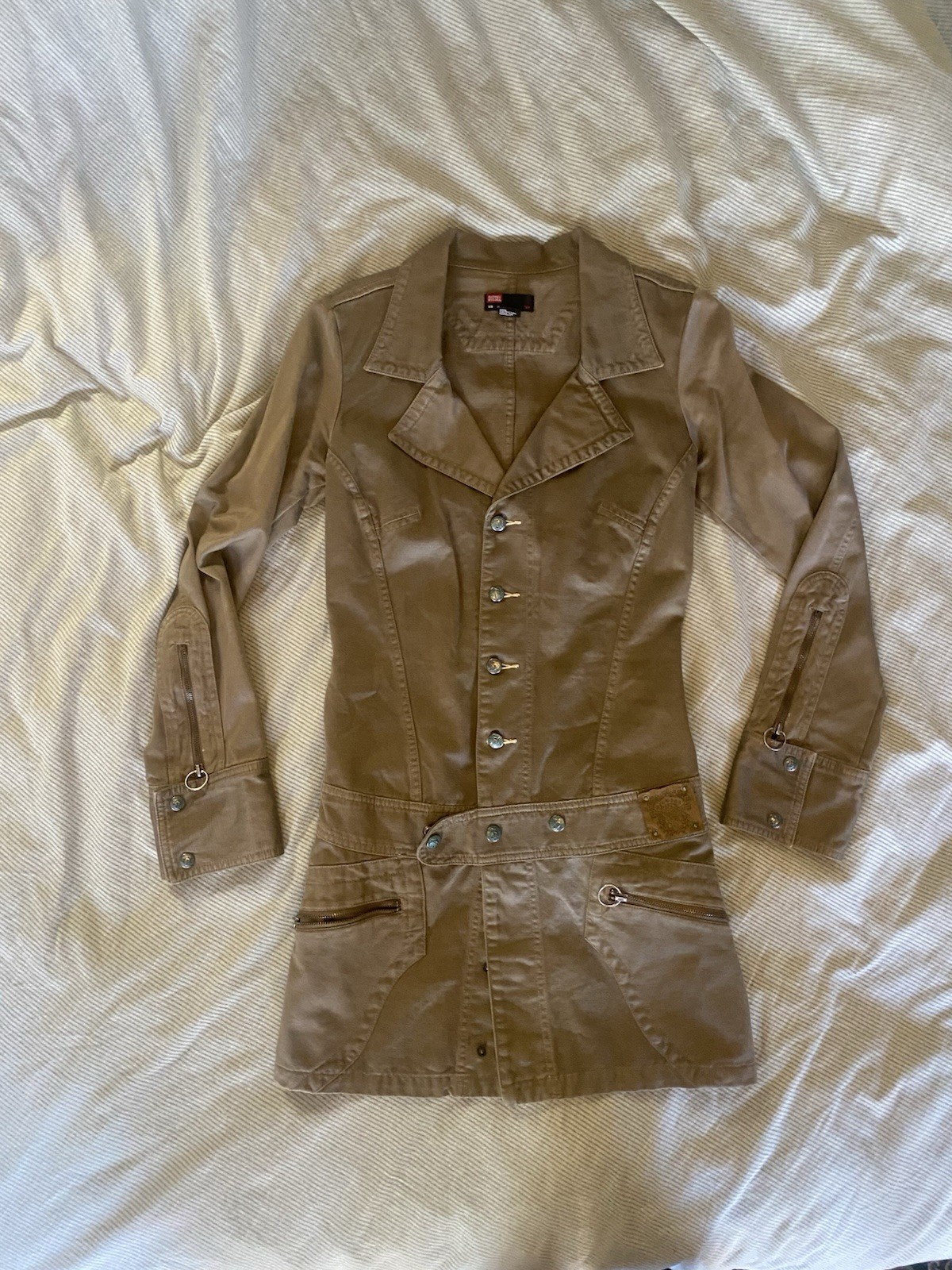 Diésel Olive Green Denim Blazer Mini Dress