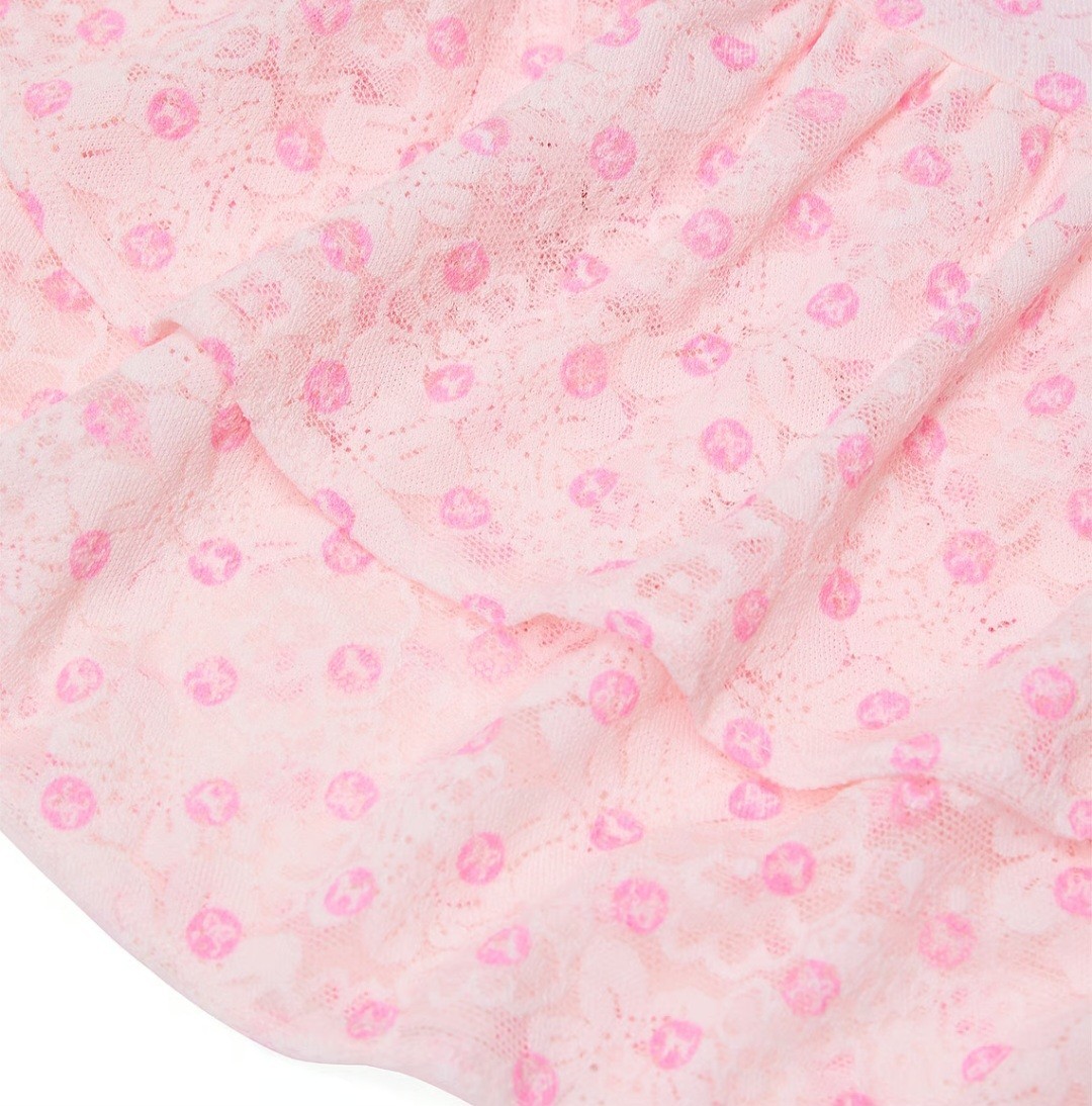 NWT PINK x LoveShackFancy Strapless Lace Mini Dress Polka Dot Pink Size Small