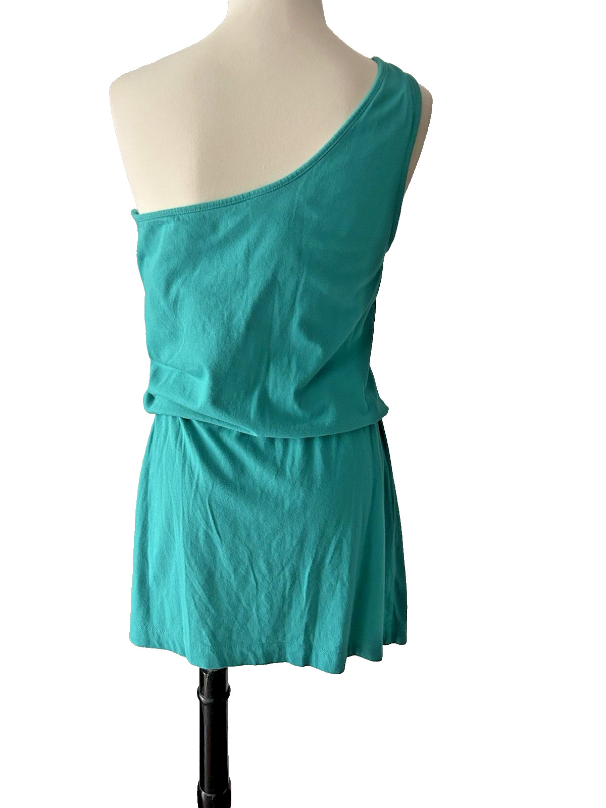 GAP Women’s One Shoulder Stretch Cotton Blend Dress Teal Size Medium