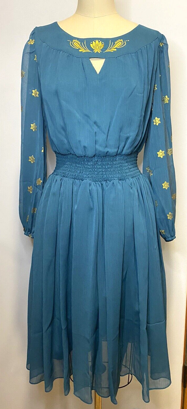 Disney Aladdin Jasmine Dress for Women M Dark teal Gold Embroidered