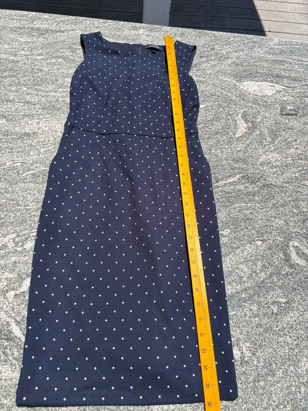 Vintage 1990s Supermodel Navy Polka Dot Sleeveless Dress Medium