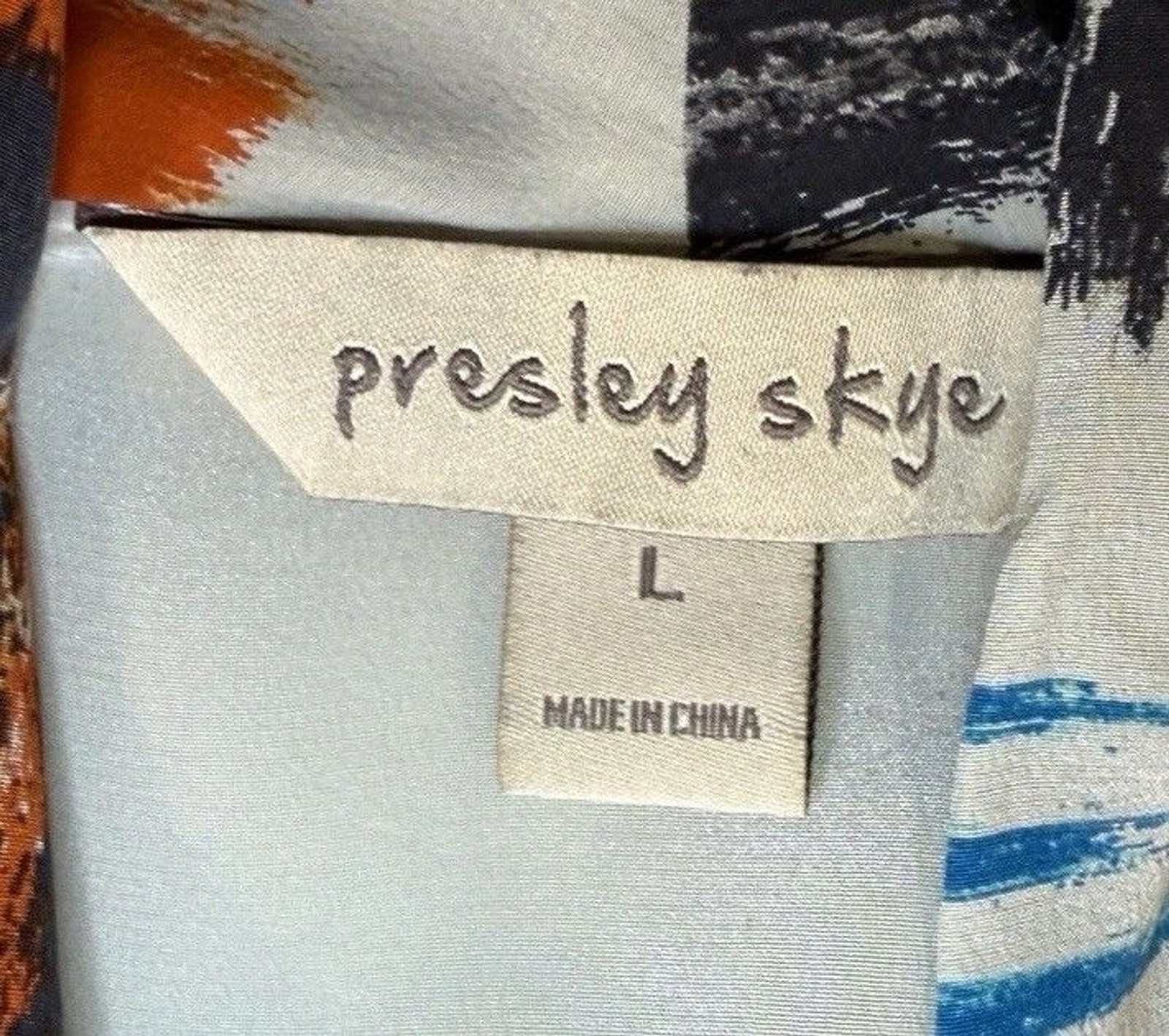 Presley Skye 100% Silk Abstract Print Faux Wrap Dress – Multicolor – Large
