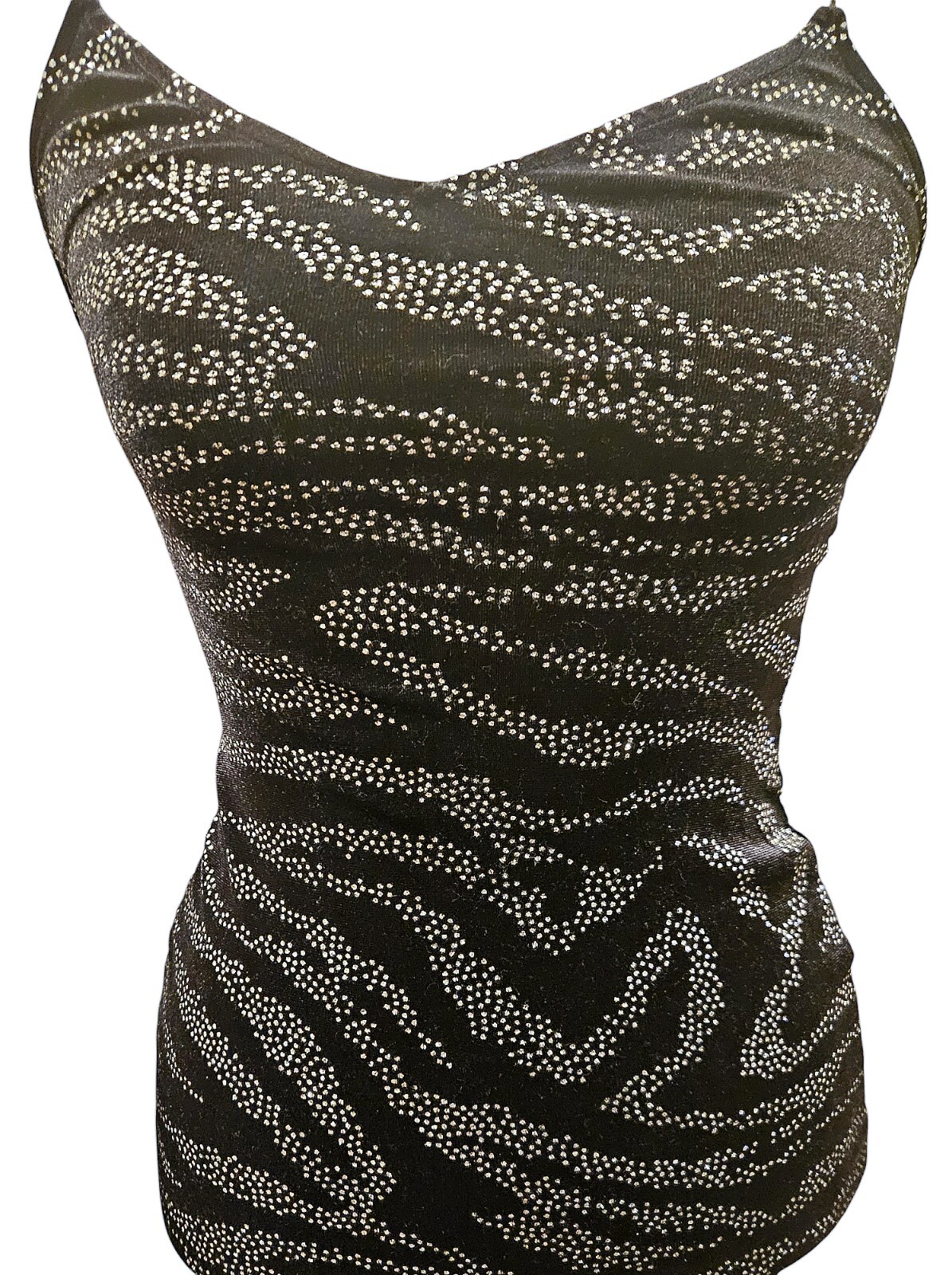 Women’s Black & Silver Pattern Dress H&M Divided Size XXS Bodycon