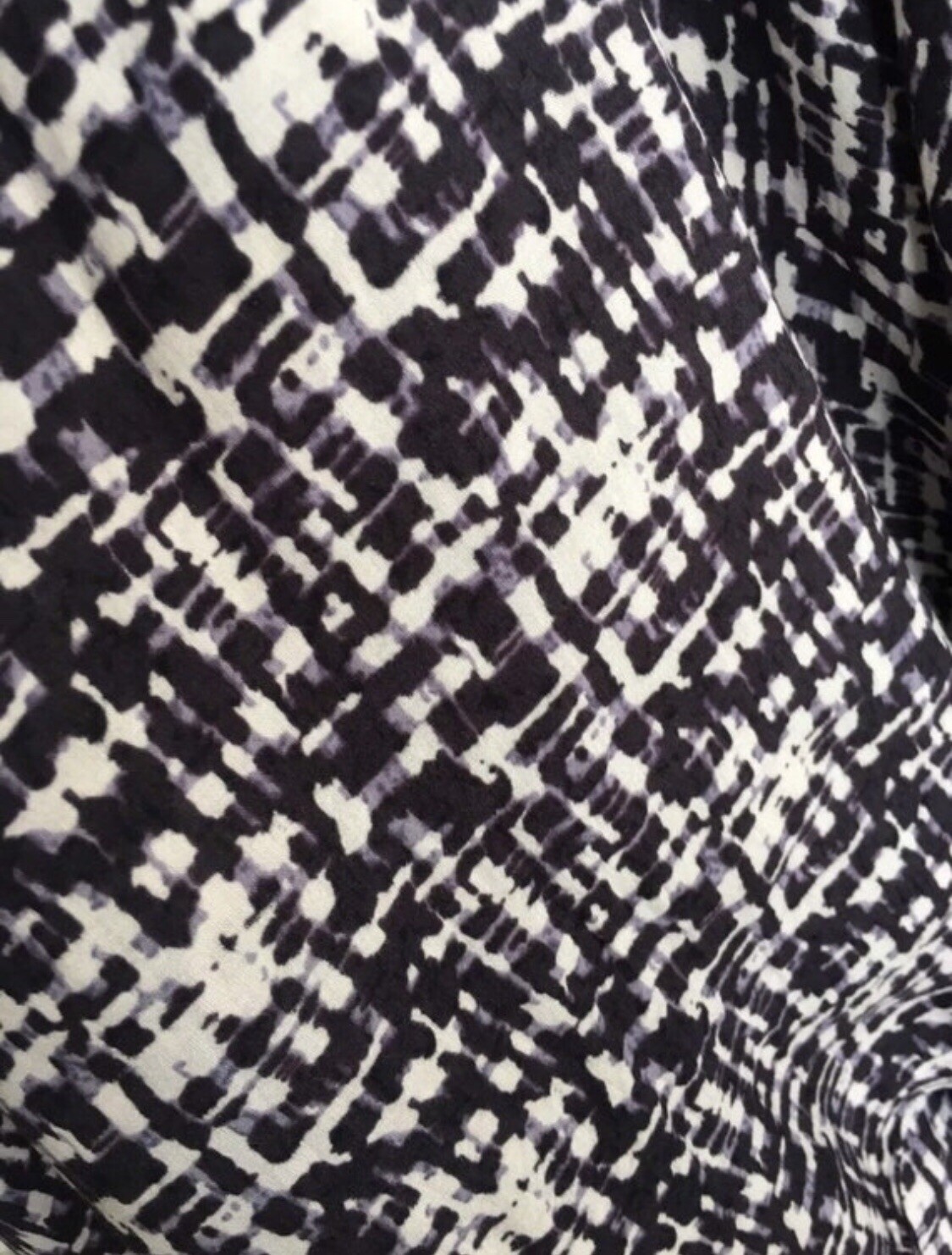 Louche white & indigo blue floaty tea dress boho tie dye print ruffled S uk 8