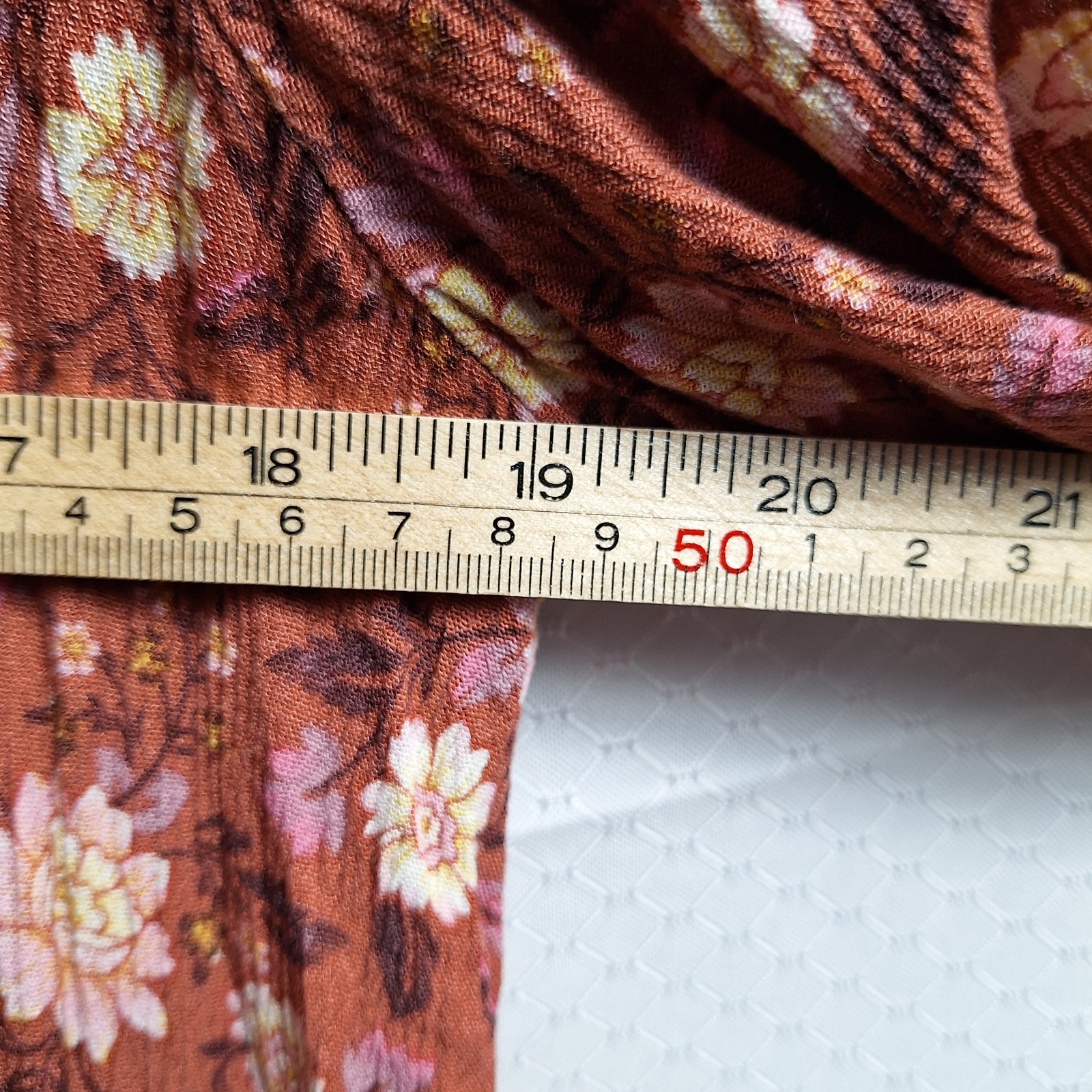 KNOX ROSE Peasant Midi Dress Sz M Rusty Orange Floral Cottagecore Prairie Boho
