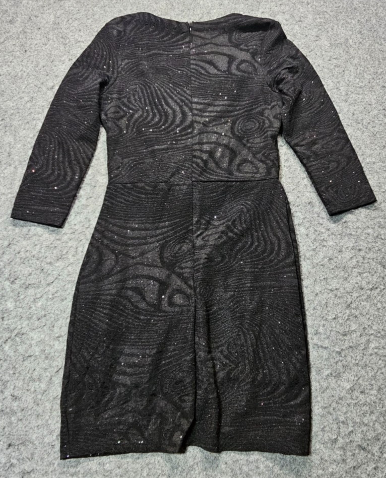 Mujer Moderna black bodycon style lined dress women size Medium 1/2 sleeve