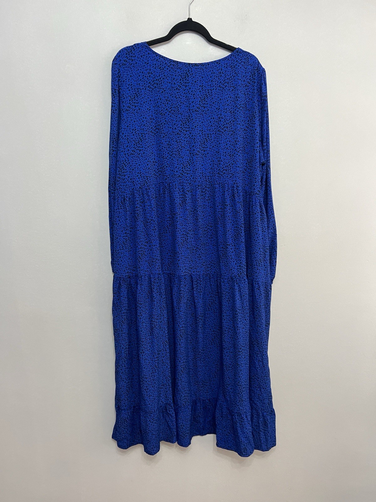 Izabel London Blue Tiered Dotted V Neck Long Sleeve Dress Size 18