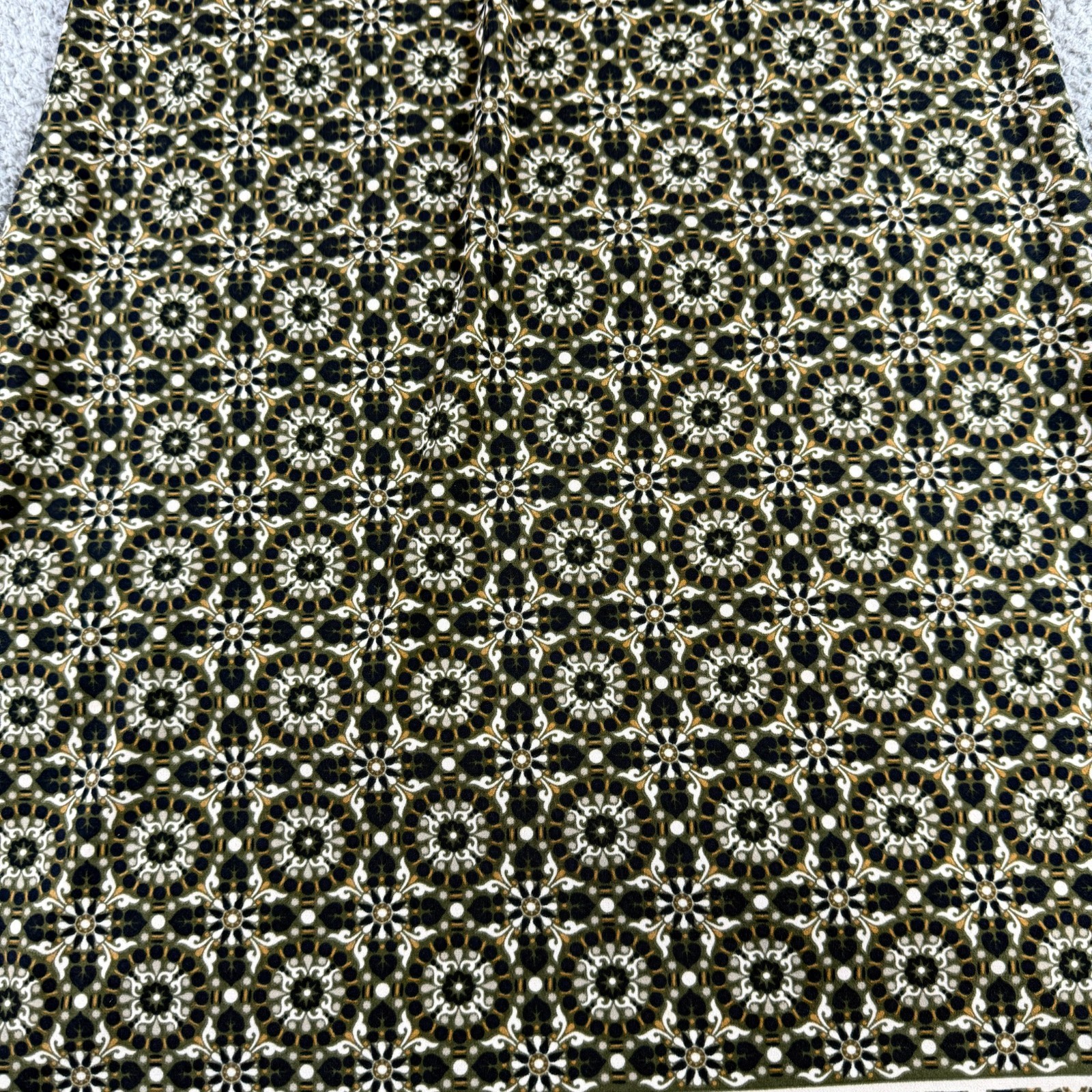 Max Studio Brown Black Size M Medallion Floral Boho Boat Neck Knee Length Dress