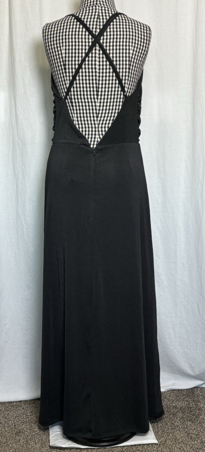 JASON WU Black Drape Front Crossback Straps Side Slit Midi Dress XL NWT – $310